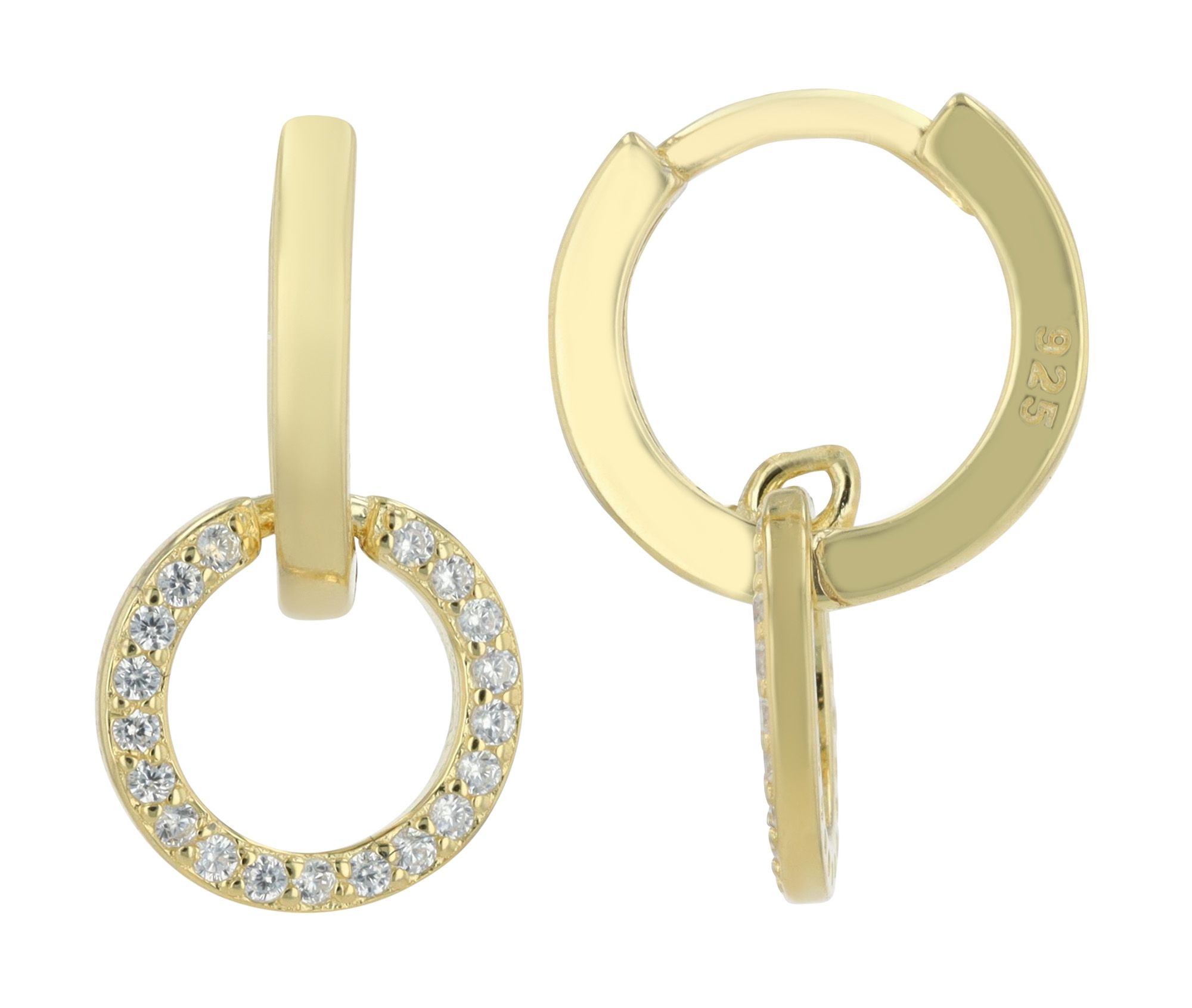 "Holly" 925/- Echt Silber Klapp-Creole mit Anhänger, Zirkon, vergoldet