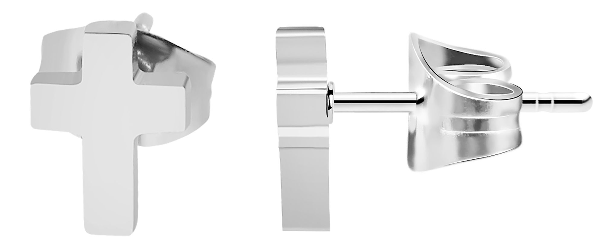 "Adeni", Edelstahl Ohrstecker, Kreuz, silberfarben