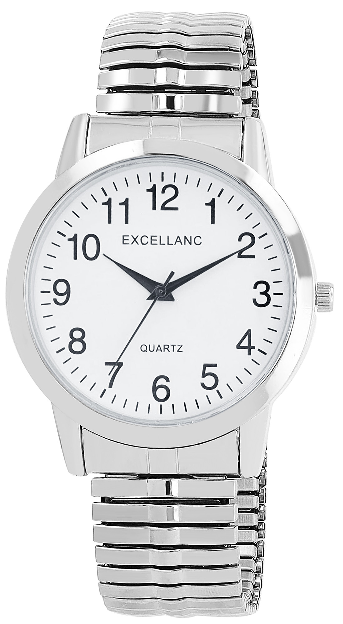 Excellanc Herrenuhr mit Edelstahlzugarmband, silberfarben/weiß