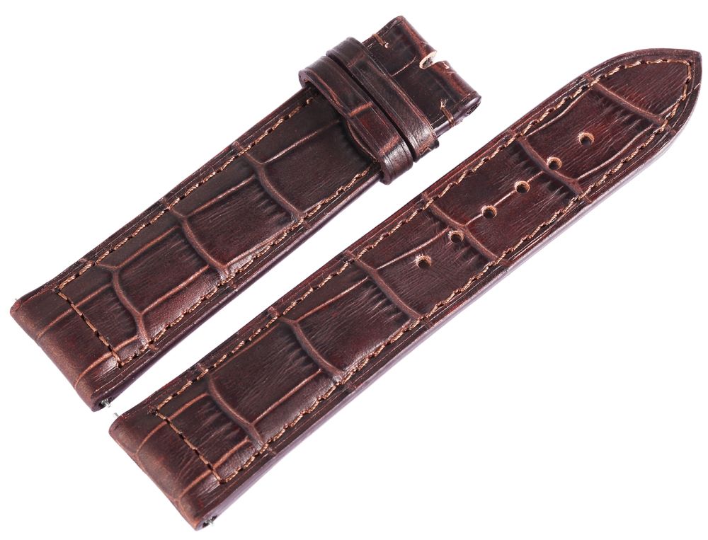 Carucci Basic Echtleder Armband in dunkelbraun, Kroko, gepolstert, 22 mm