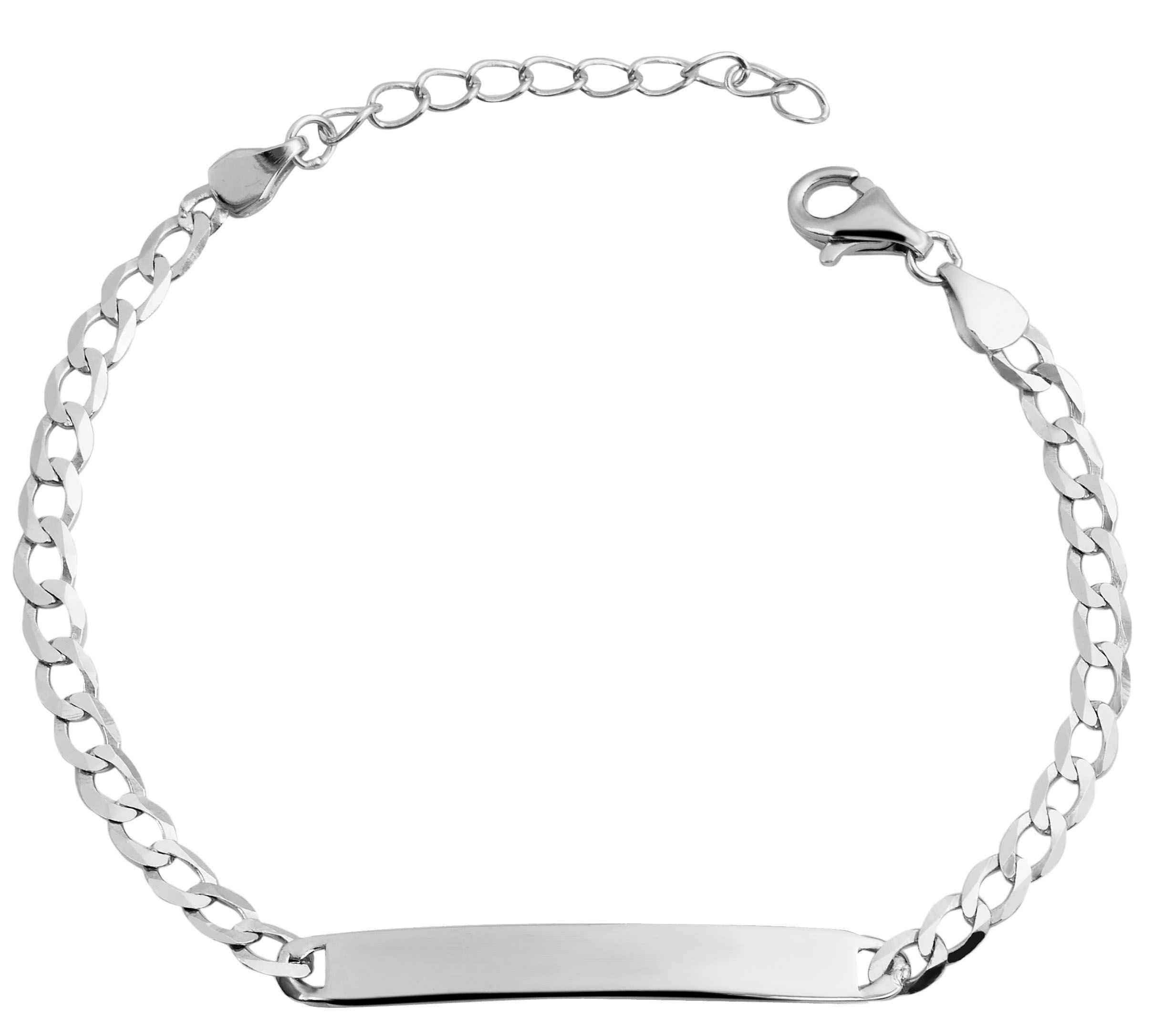 925/- Echt Silber Identarmband "Siwar", 925 Silber/rhodiniert, 17 + 3 cm