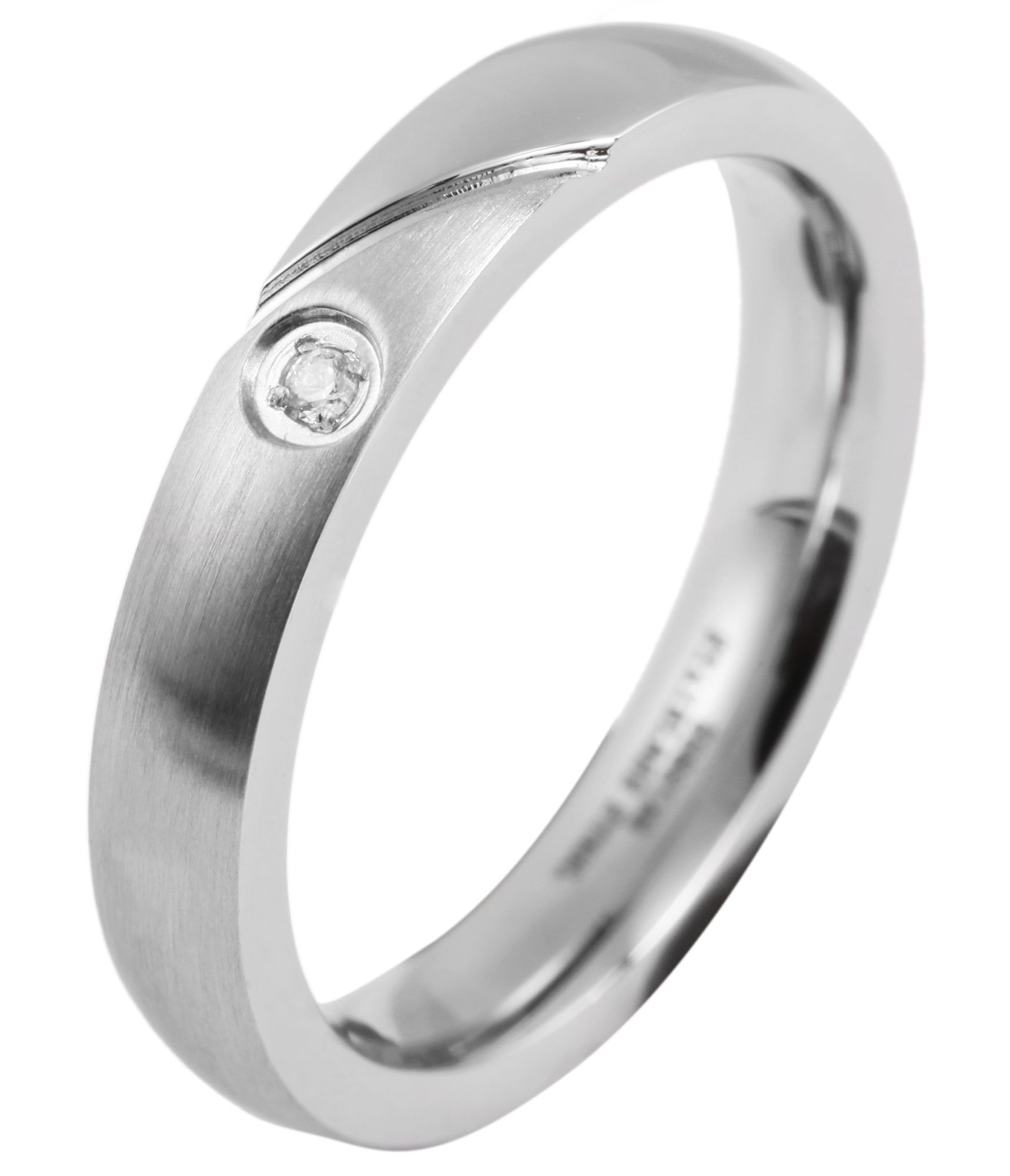 Akzent Damenring aus Edelstahl, silberfarbig mit Similistein