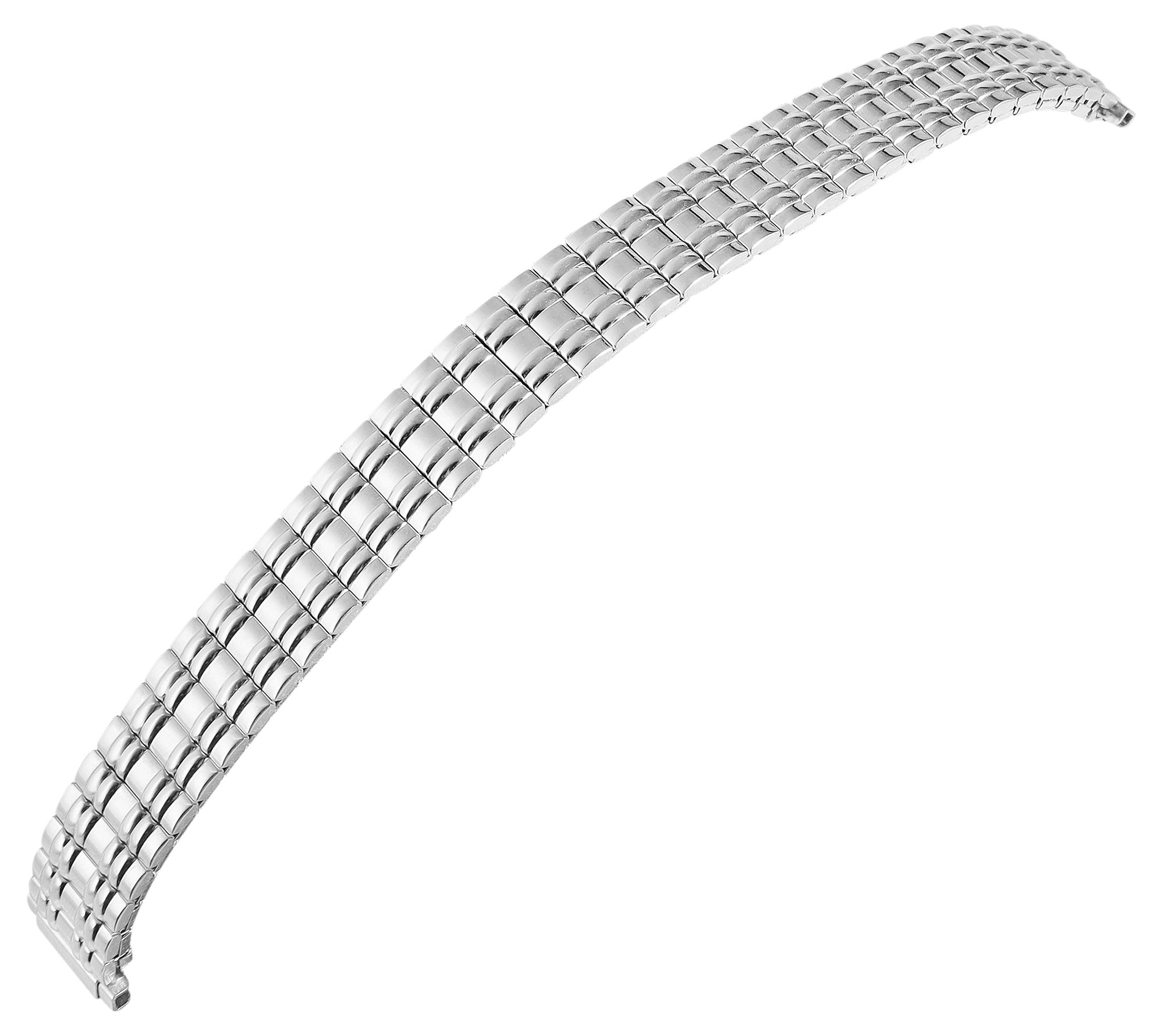 Edelstahl-Zugarmband für Uhren, silberfarben, poliert, Anstoß flexibel: 10 - 14 mm