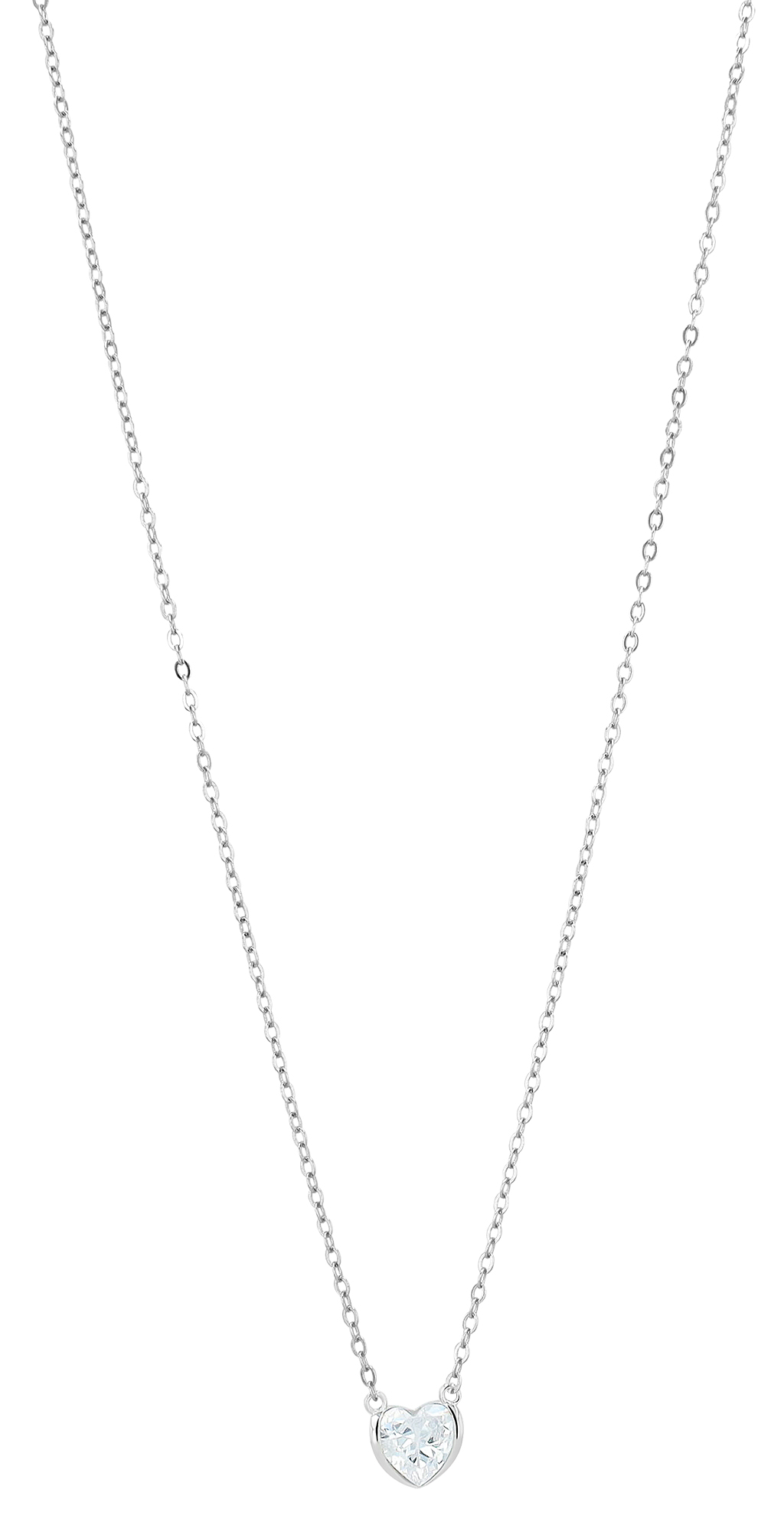 "Heyli" 925/- Echt Silber Kette mit Herzanhänger, Zirkonia weiß, rhodiniert