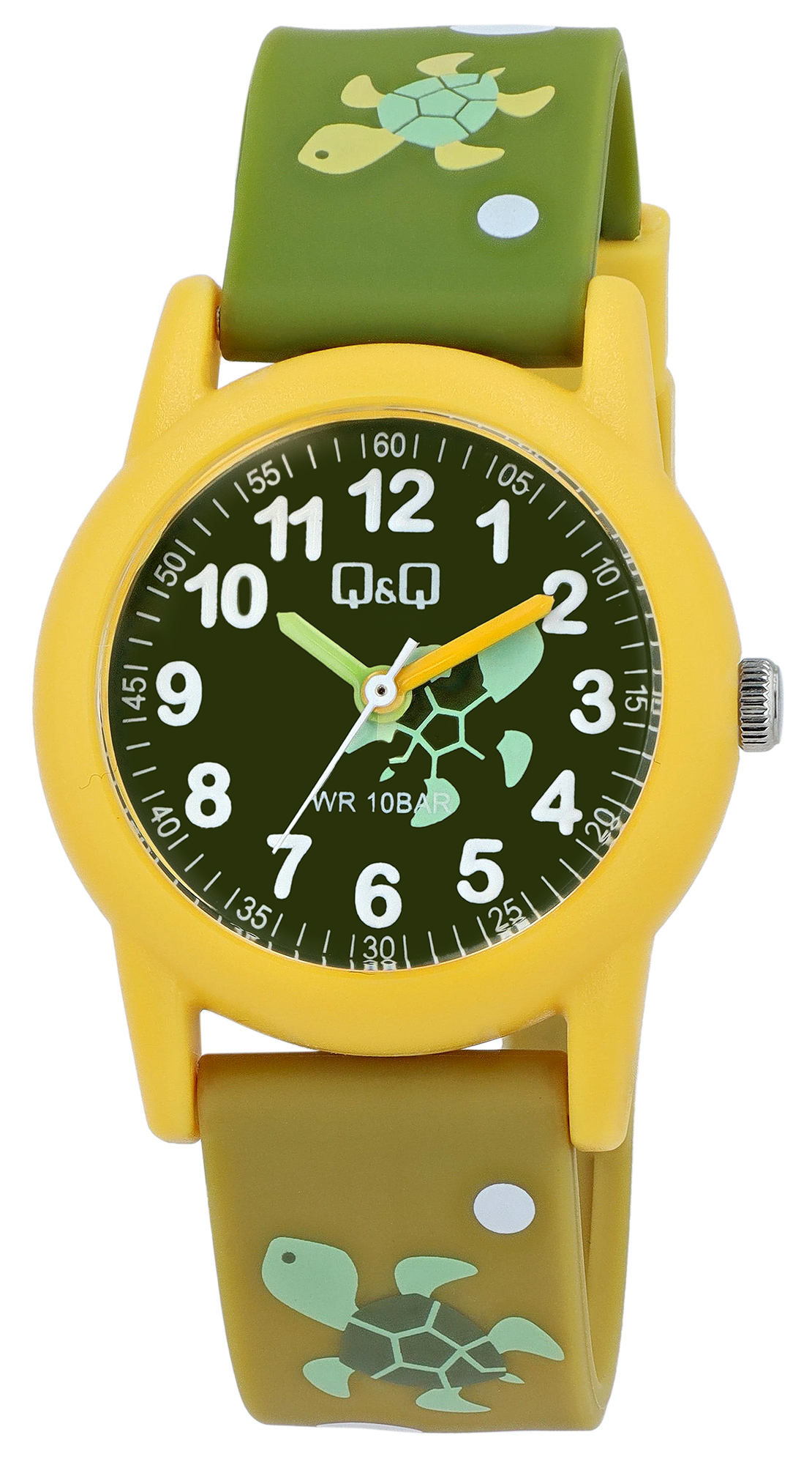 Q&Q Kinderuhr "Schildkröte", Band aus Resin, 10 ATM