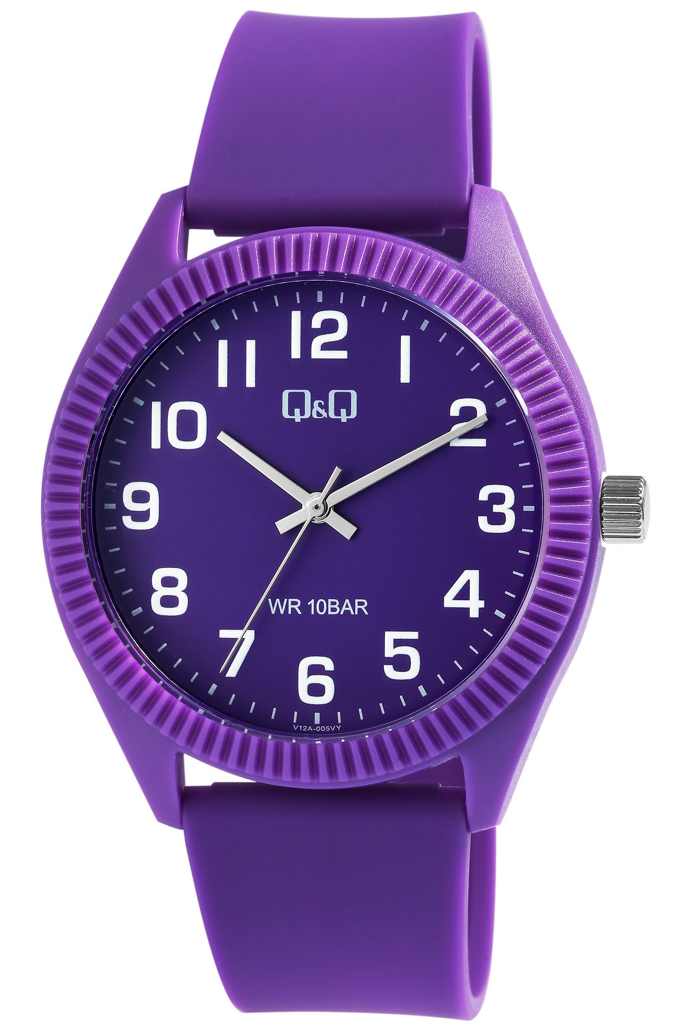 Q&Q Damenuhr mit Silikonarmband, 10 Bar, lilafarben
