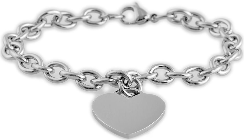 Akzent Bettelarmband, Edelstahl, Herz, silberfarben