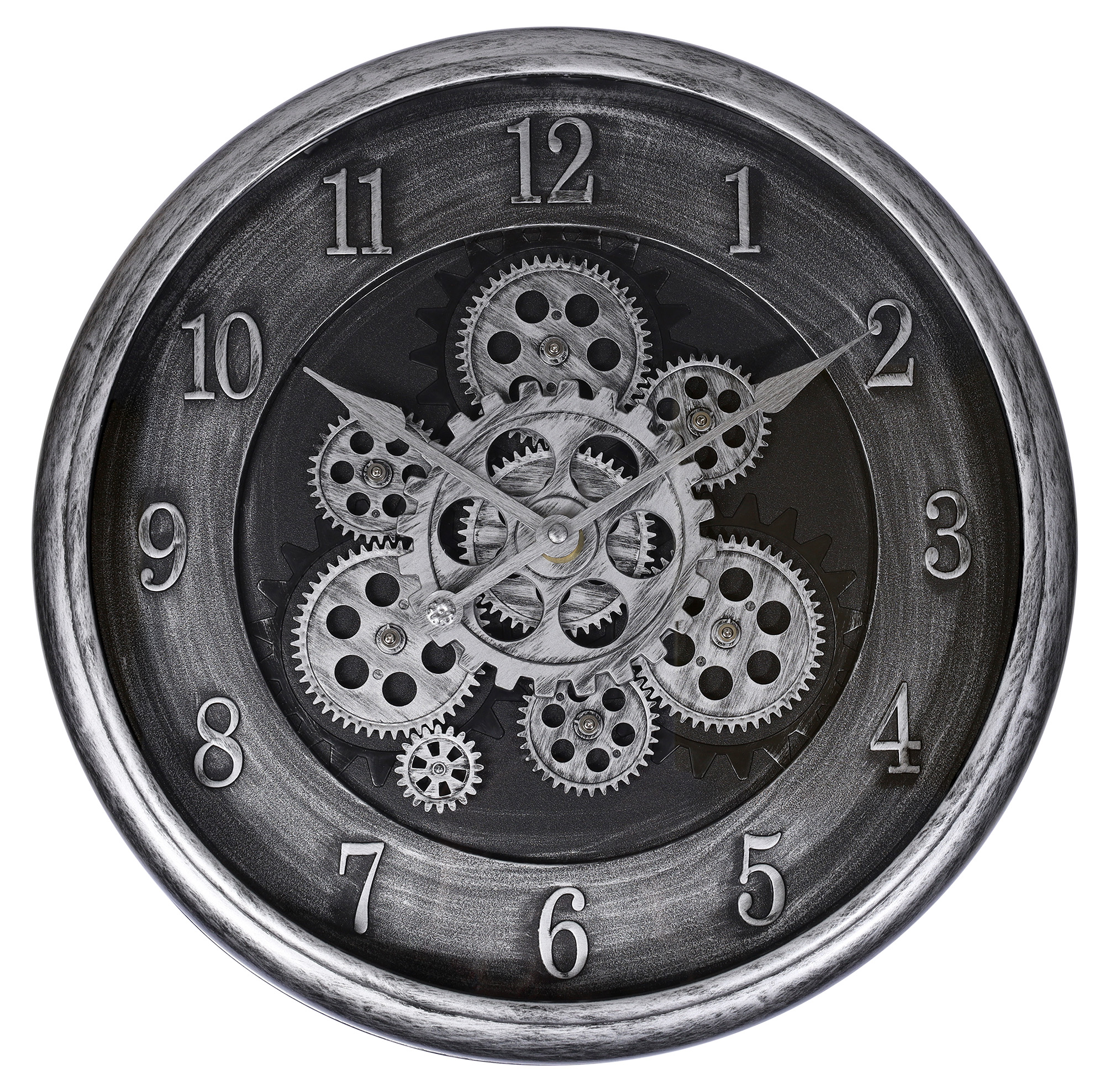 Skelett-Wanduhr im Industrial-Vintage-Look, Ø 40 cm, silberfarben