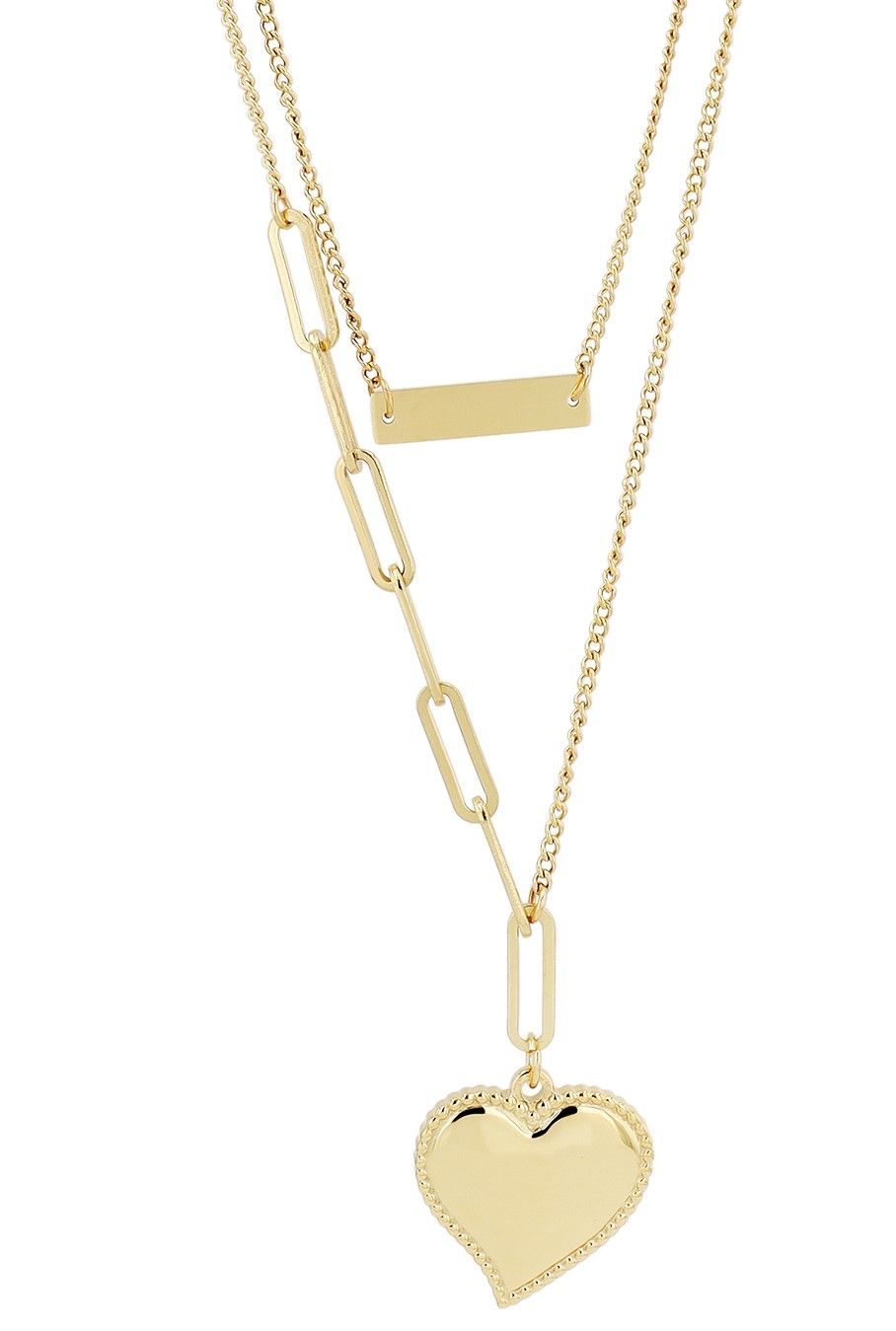 "Janan" zweilagige Edelstahlkette mit Anhänger, 43 + 5cm, Herz, gravurfähig