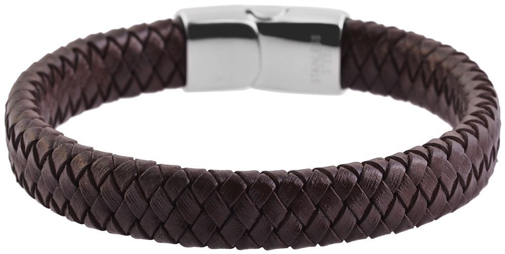 Akzent geflochtenes Echtlederarmband mit Magnetschließe, braun