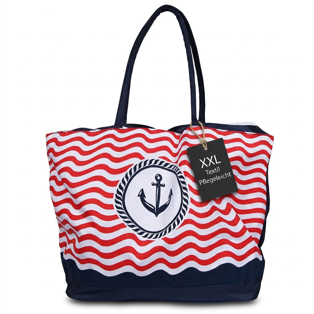 Strandtasche aus Textil, maritim