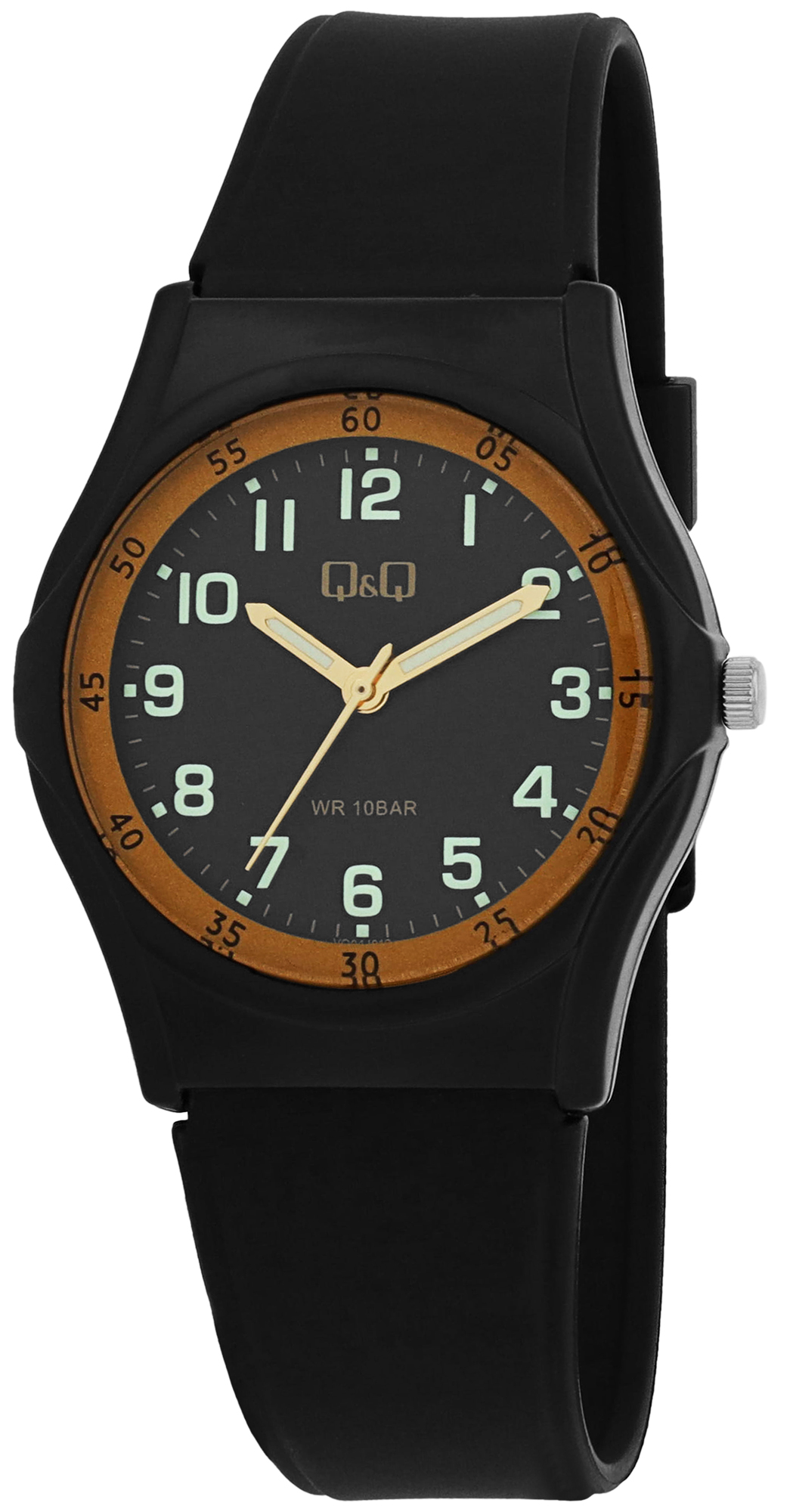 Q&Q Herrenuhr mit Silikonarmband, 10 BAR, schwarz