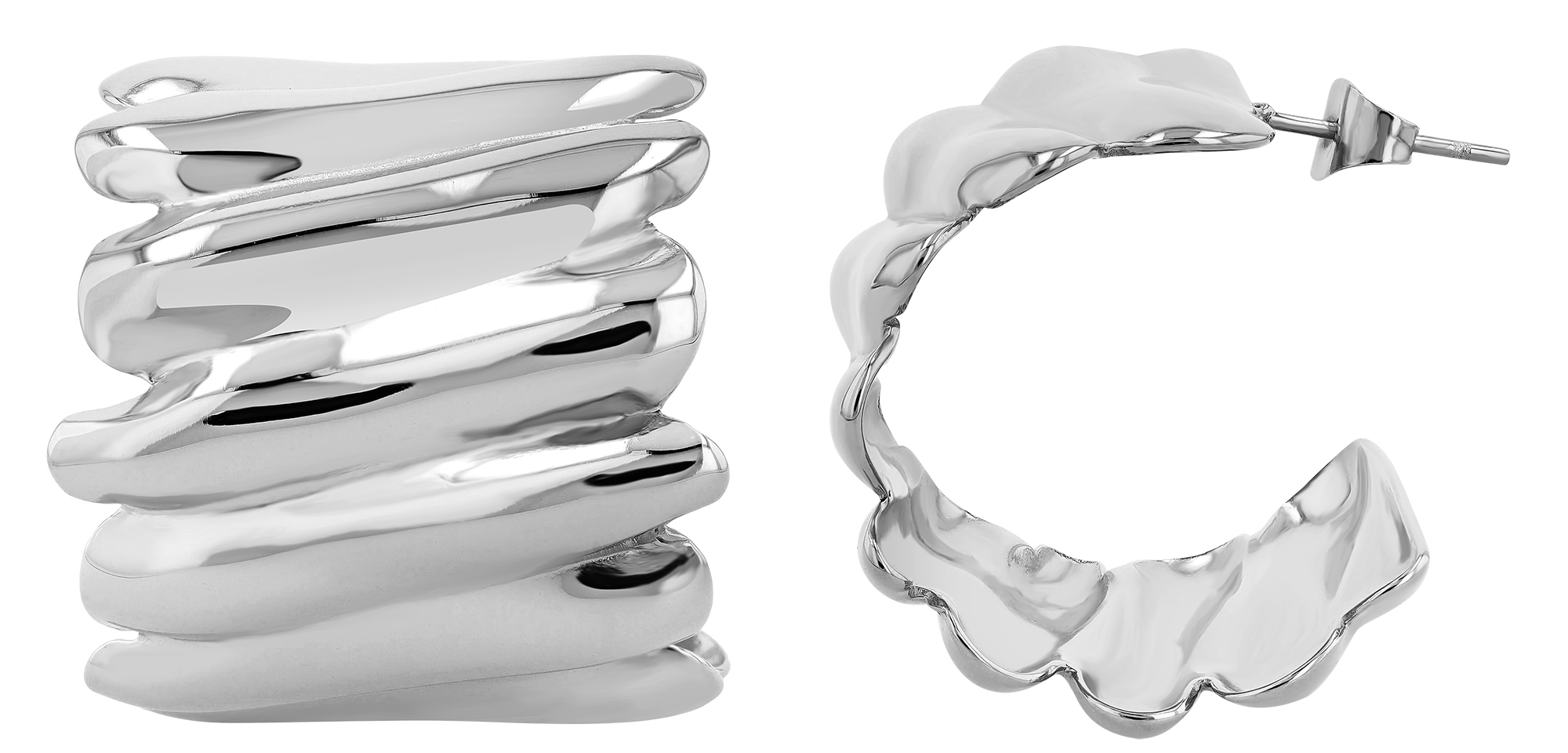 "Regina" Edelstahl Creolen/ Halbcreole, silberfarben