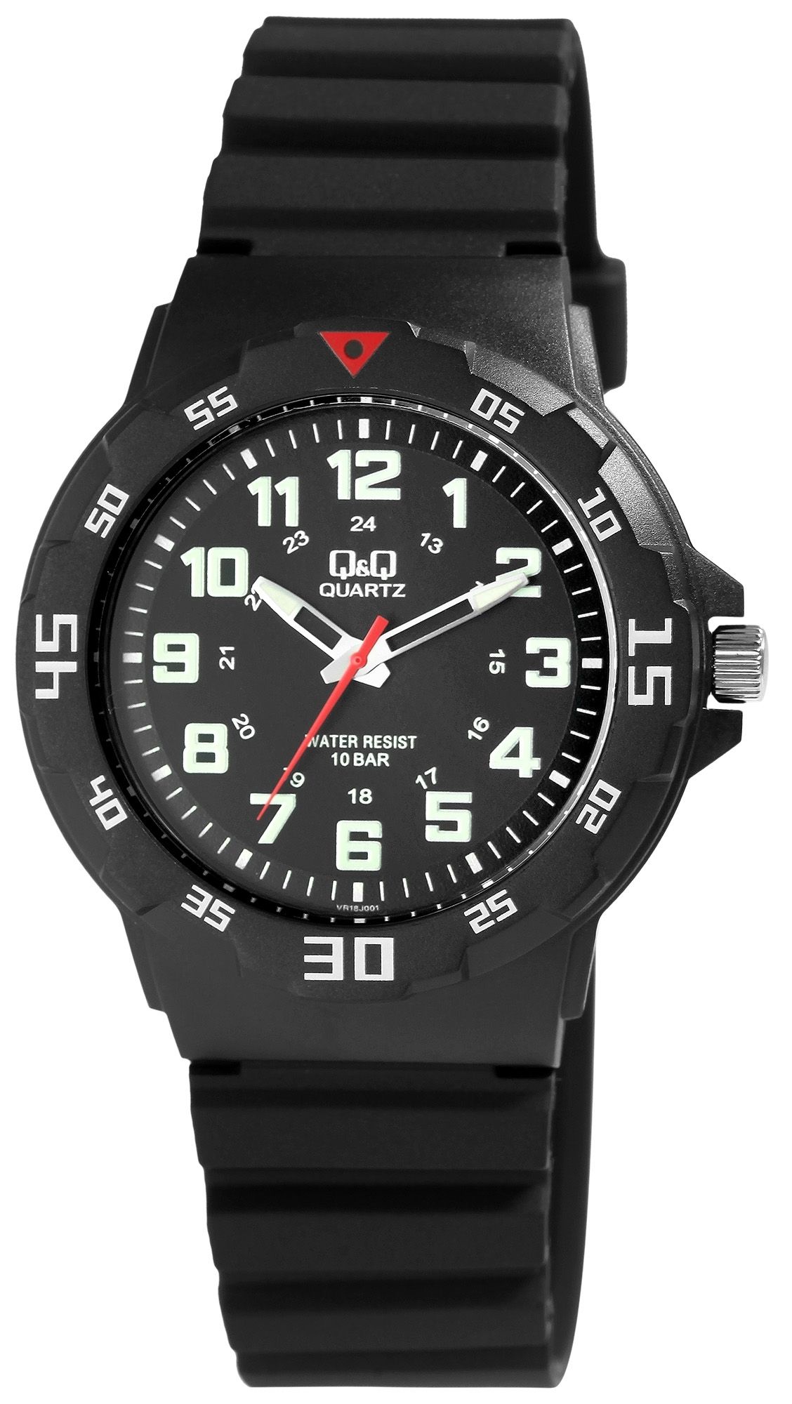 Q&Q Herrenuhr mit Silikonarmband, Ø 43 mm, schwarz