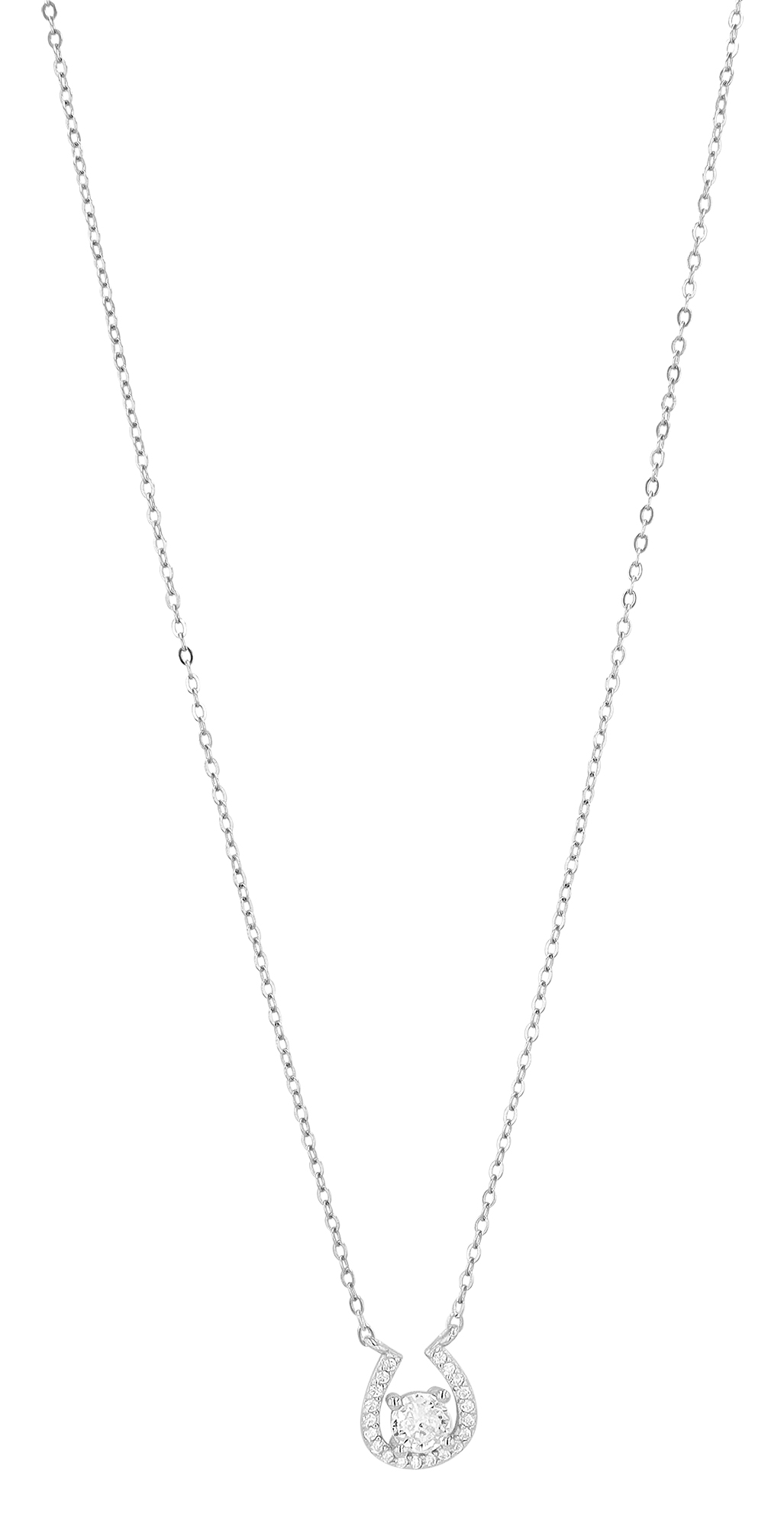 "July" 925/- Echt Silber Kette mit Anhänger, Zirkonia, rhodiniert, 42 + 3 cm