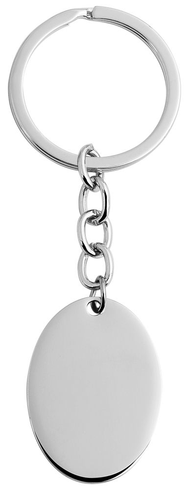 Akzent Schlüsselanhänger aus Edelstahl, oval, silberfarben