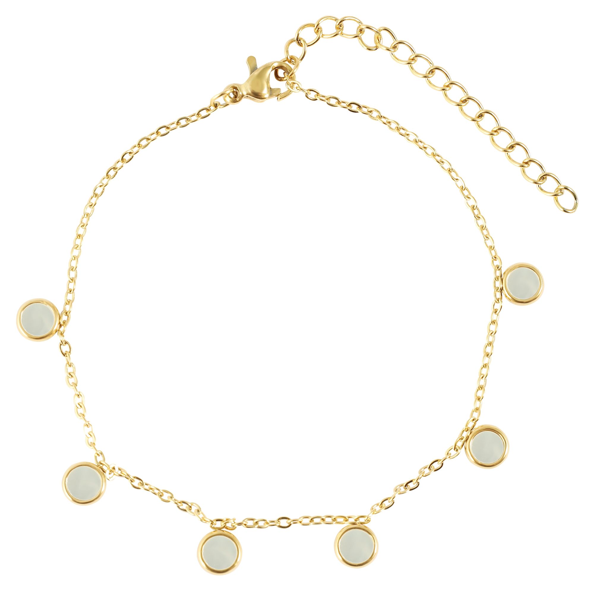 "Dar" Edelstahl Fusskette mit Anhänger, 19 cm +5 cm, goldfarben