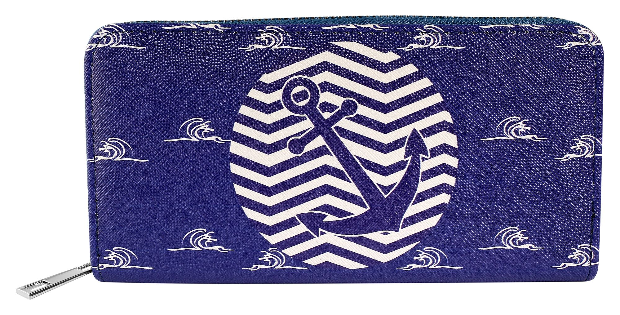 "Arima", Cham Cham Damengeldbörse aus Ledermitat, maritim, blau/weiß