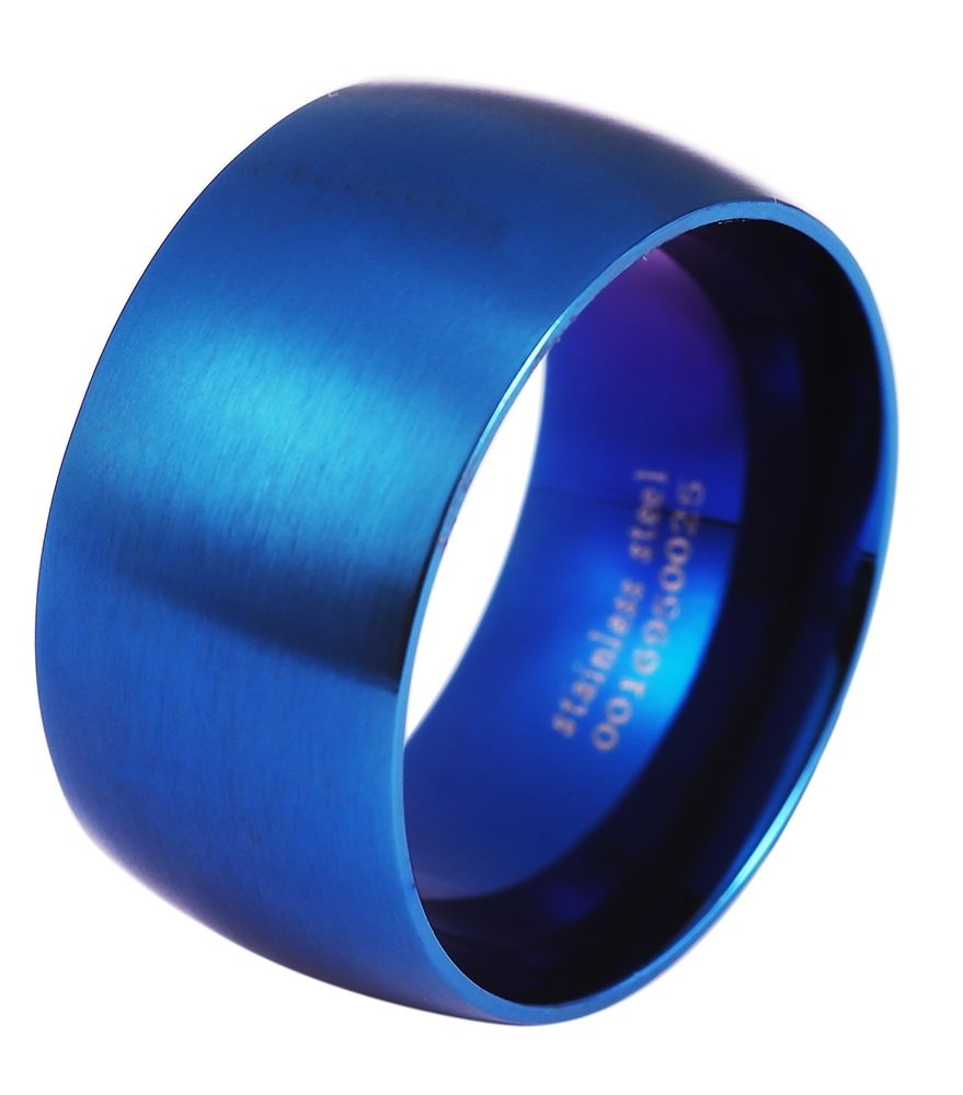 "Alan", Edelstahl Unisexring/Partnerring, blau, 58-72