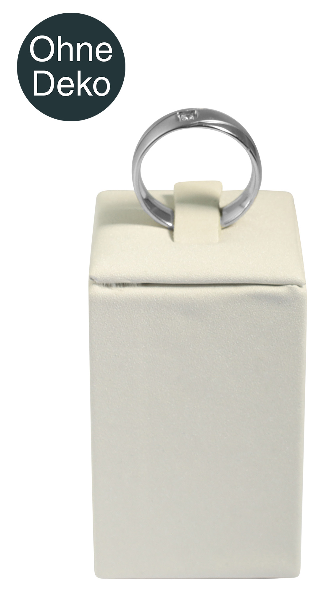 Ringaufsteller (Dekoserie Soft), PU-bezogen, Höhe 6 cm, weiß