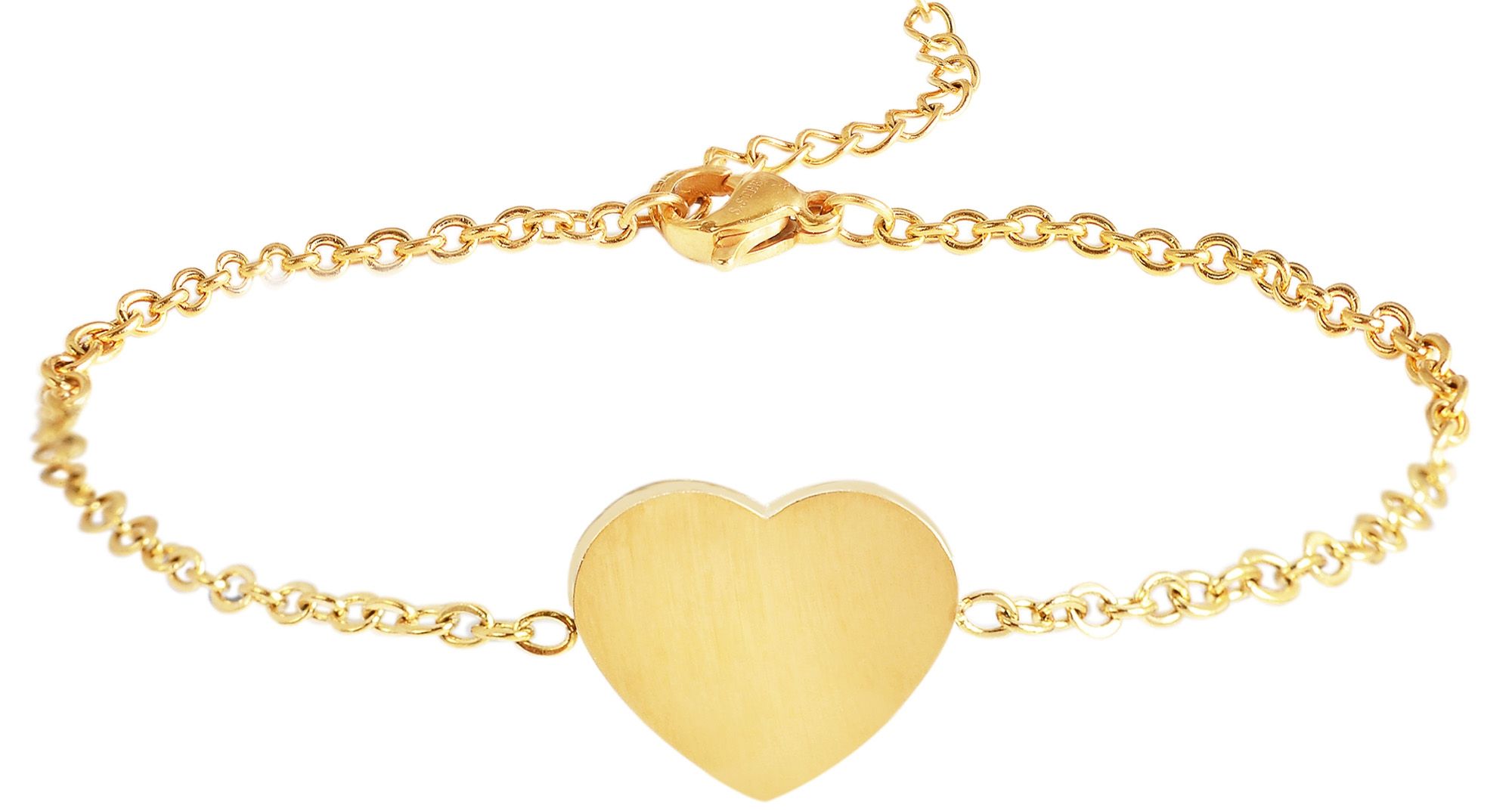 "Delmy" Akzent Edelstahl Damenarmband mit Herz, goldfarbig