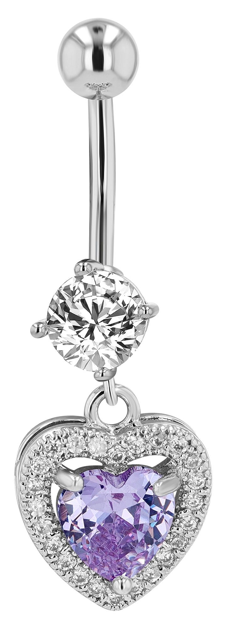 "Lou" 316L Edelstahl-Messing Bauchnabelpiercing, Herzanhänger, Stabstärke 1,6 mm/ Länge 11 mm