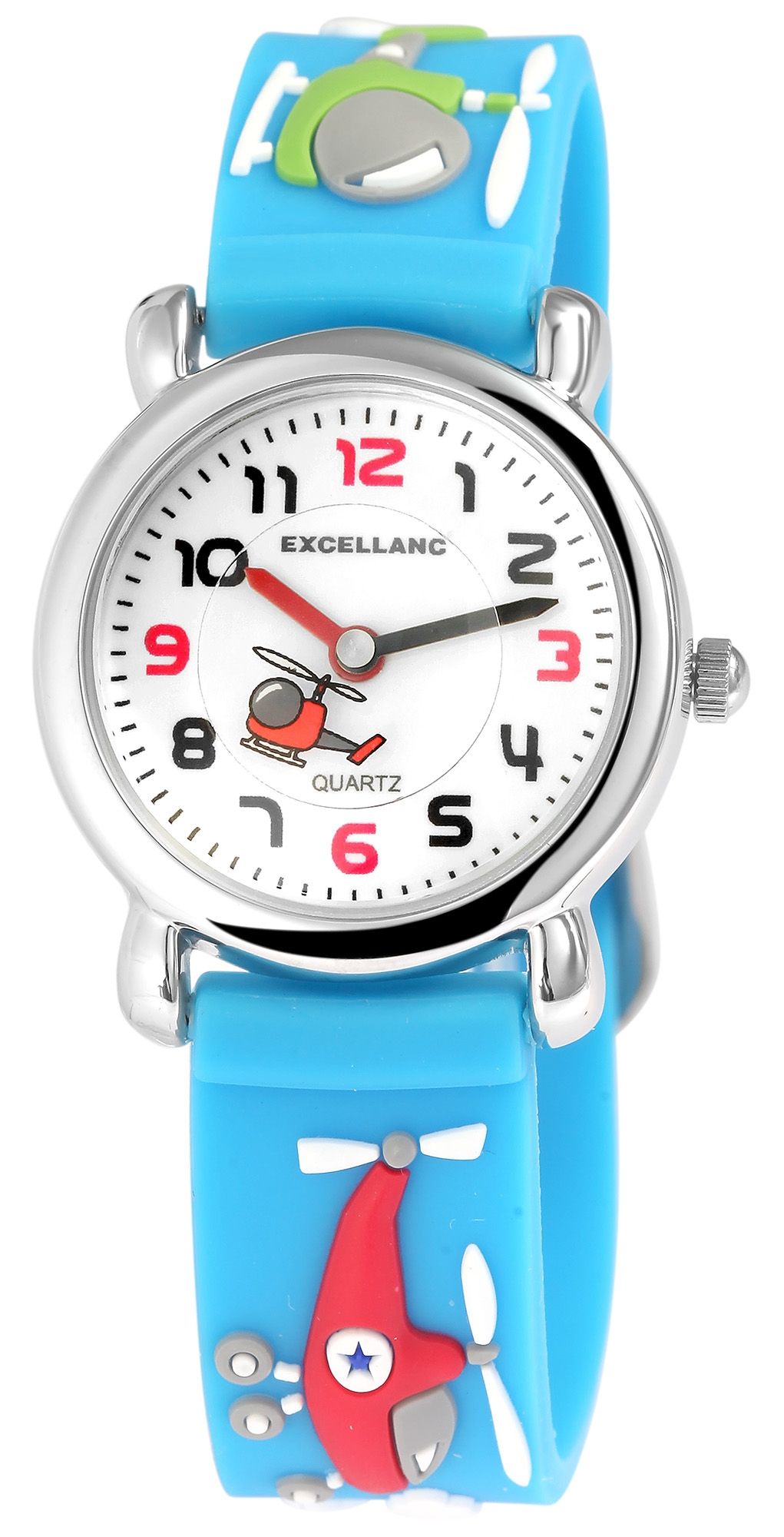 Excellanc Kinderarmbanduhr, Silikonarmband, silberfarben/blau
