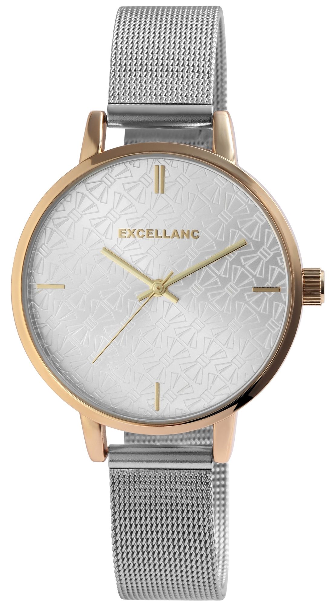 Excellanc Damenuhr mit Edelstahl Meshband in goldfarben