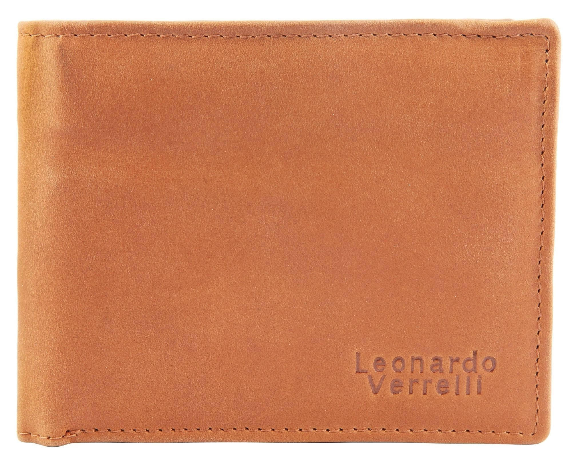 Leonardo Verrelli Echt Leder Geldbörse in cognac, RFID