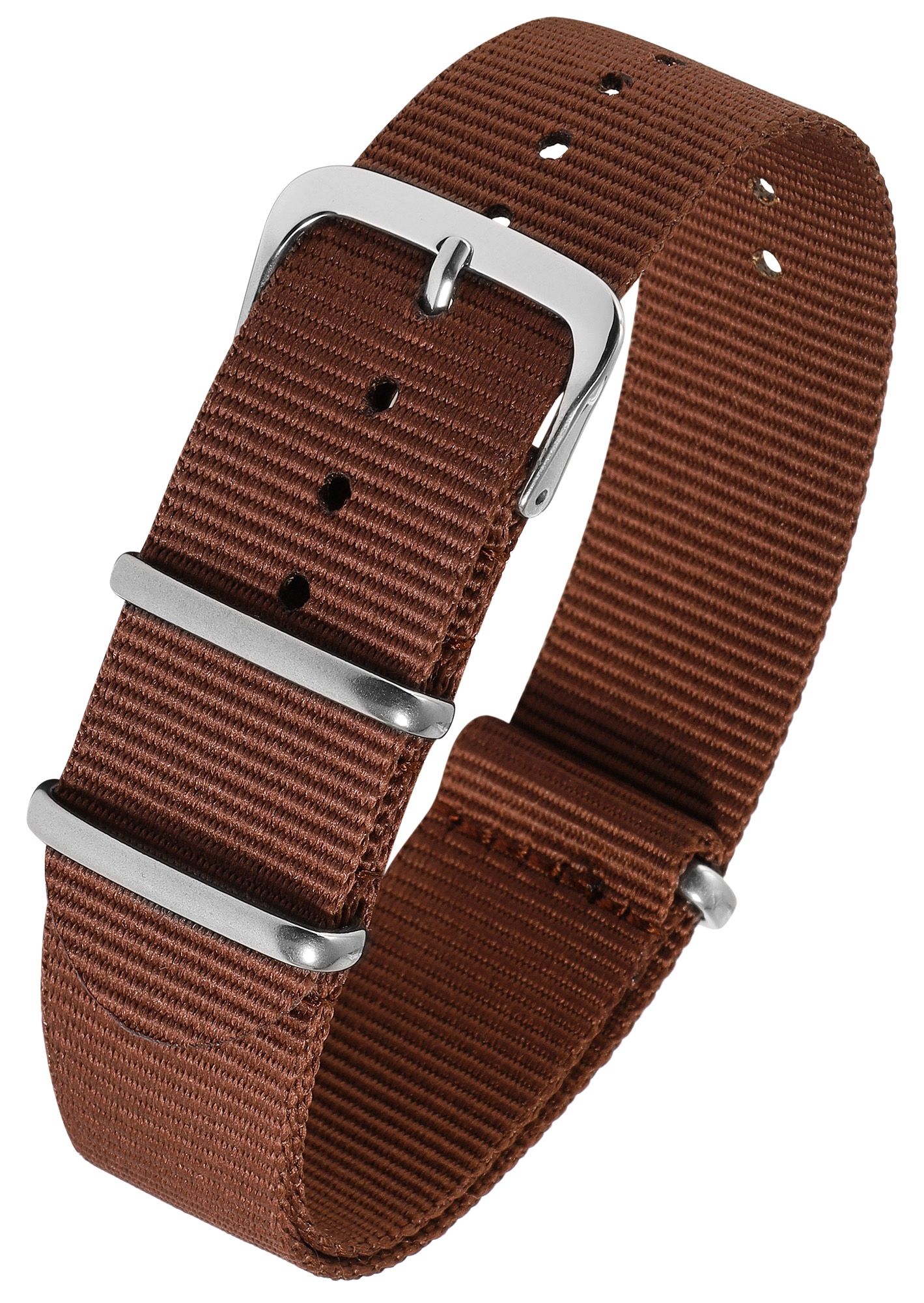 Nylon-Uhrenarmband, dunkelbraun, Dornschließe, 18 mm