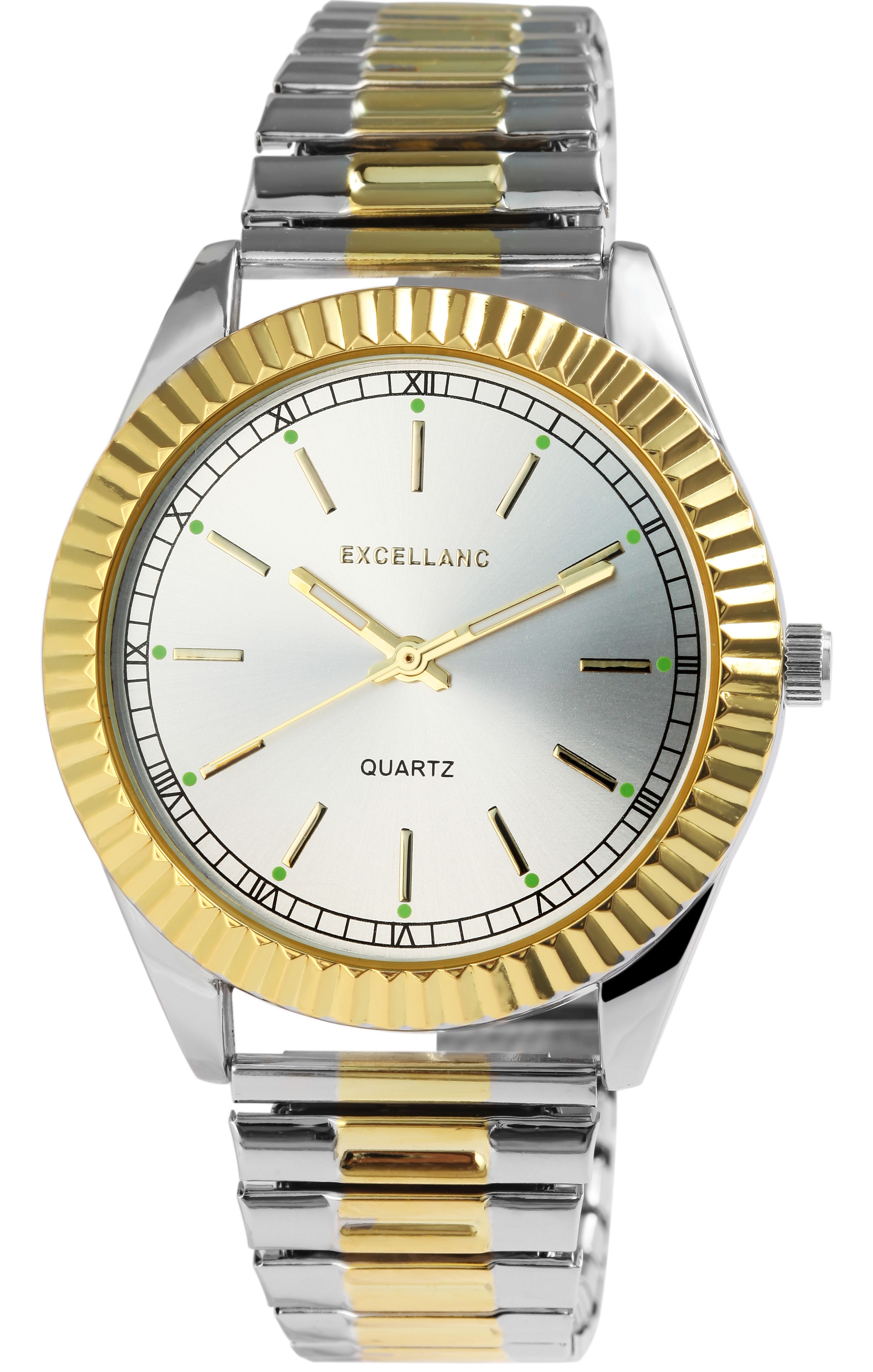 Excellanc Damenuhr mit Edelstahlzugarmband, silber- & goldfarben