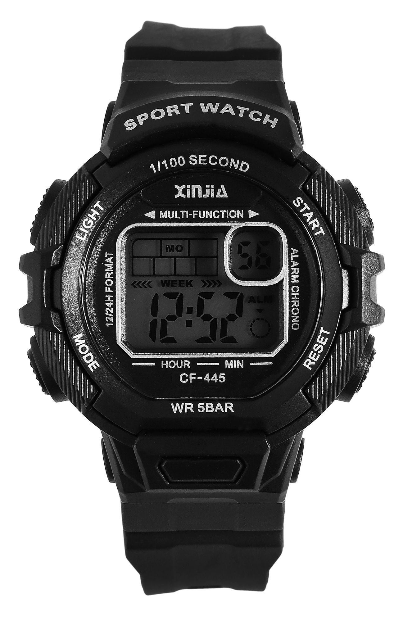 Xinjia Damen Digitaluhr mit Silikonband, Schwarz
