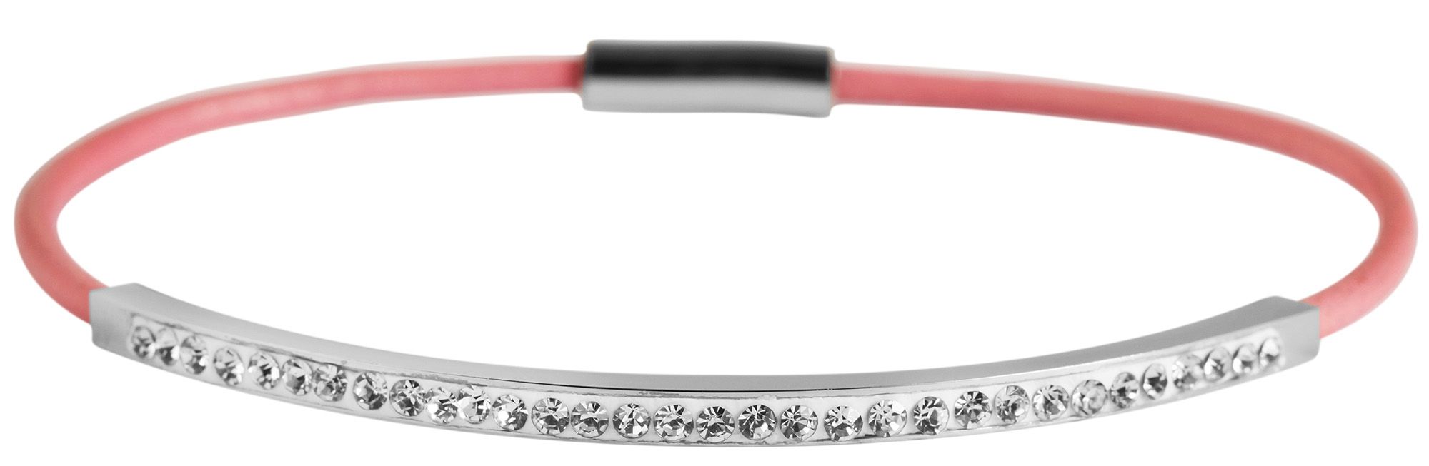 Akzent Armband aus Echtleder mit Similibesatz, rosa