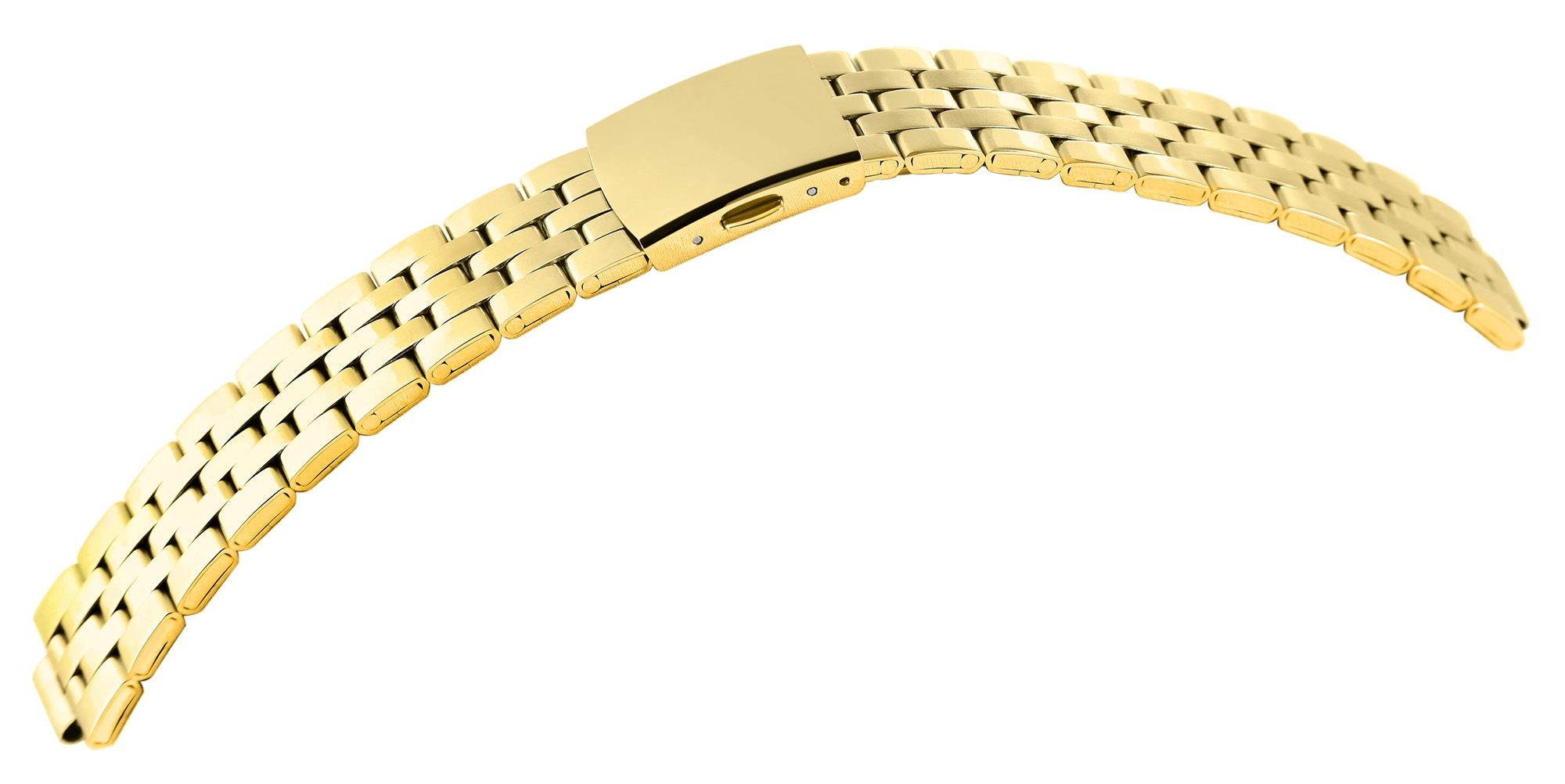 Edelstahl-Uhrenarmband mit Faltschließe, goldfarben, 21 mm
