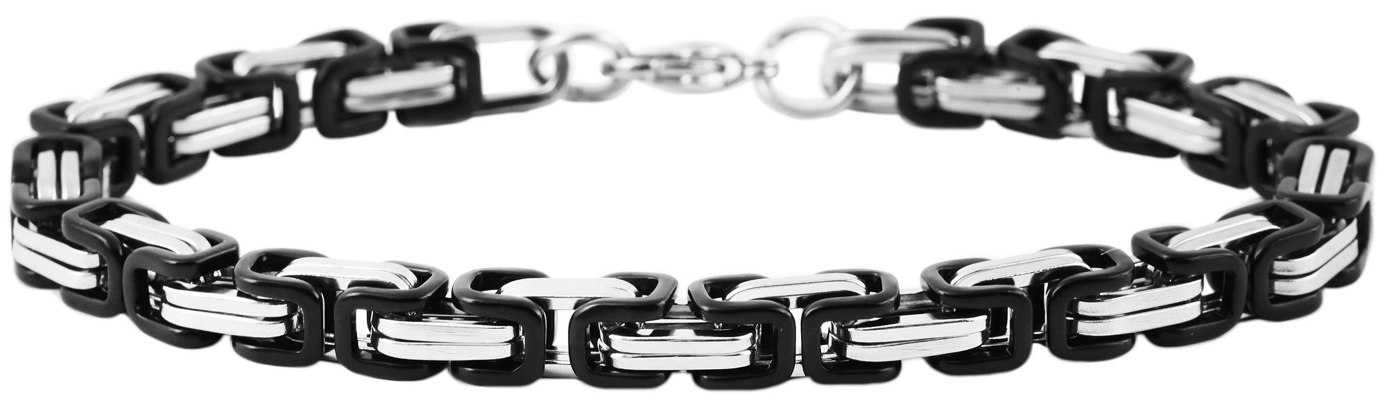 "Blacks" Akzent Königskettenarmband, Edelstahl, bicolor, 19 cm x 5 mm