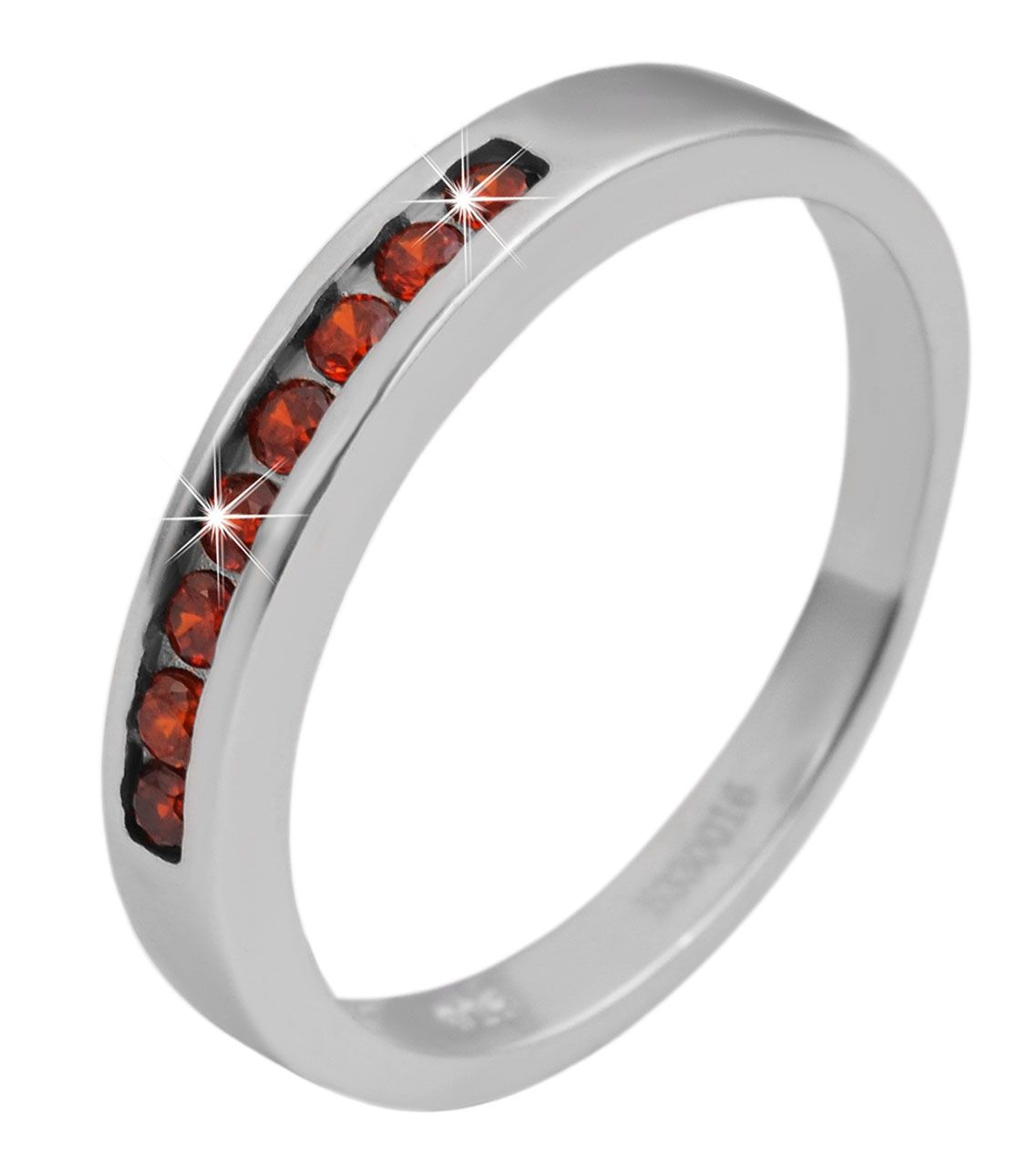 925 Echt Silber Ring mit roten Zirkoniasteinen, 925/rhodiniert, Gr. 56