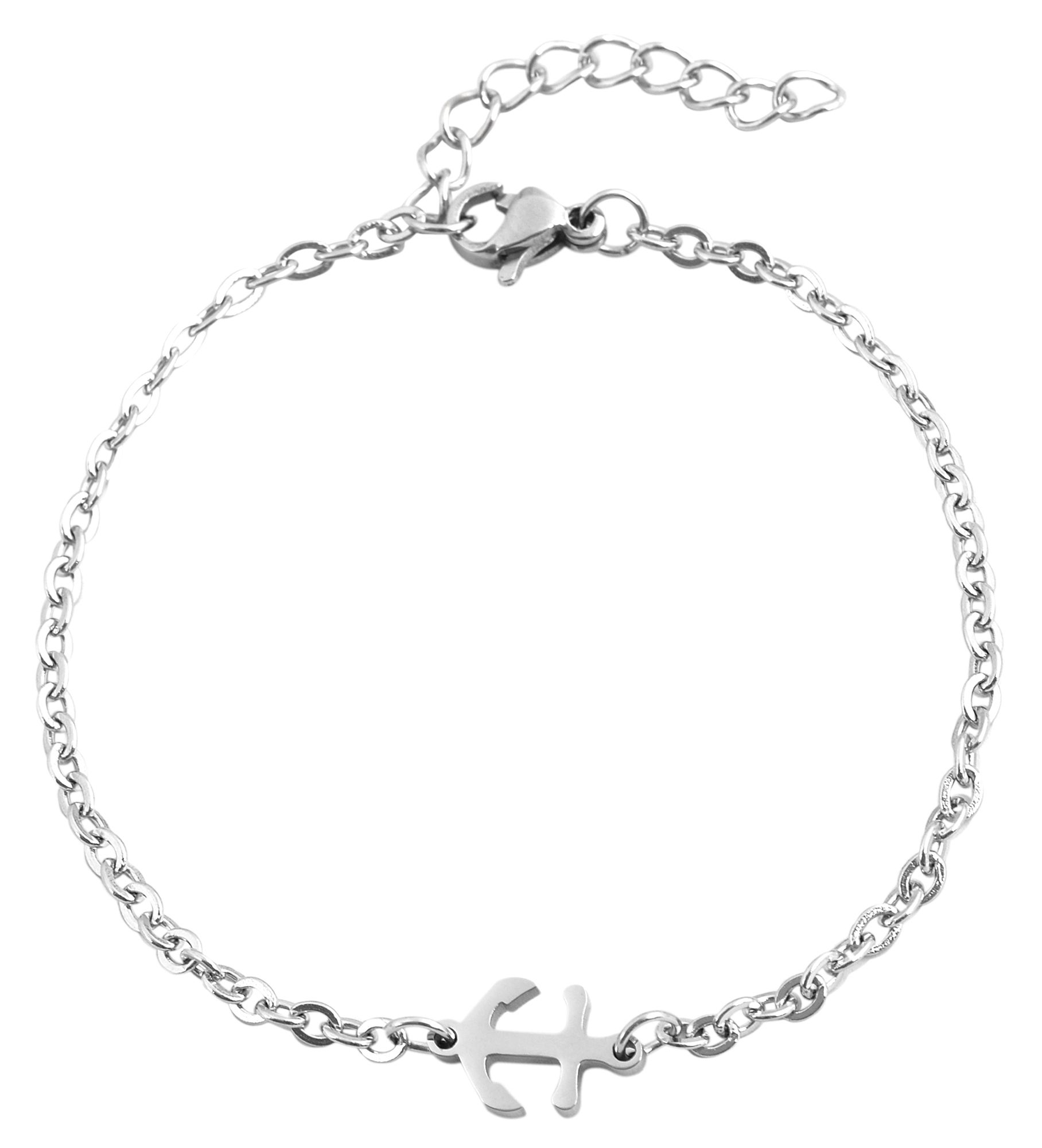 Akzent Kettenarmband aus Edelstahl, silberfarbig, 17 cm