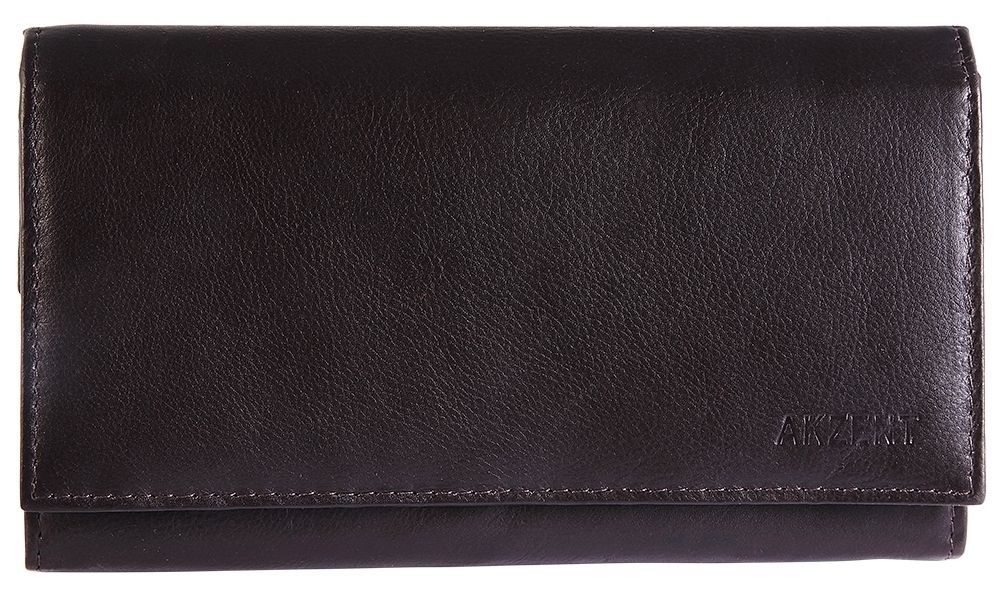 Akzent Damen Geldbörse aus Echtleder in dunkelbraun. Format 17 x 9 cm.