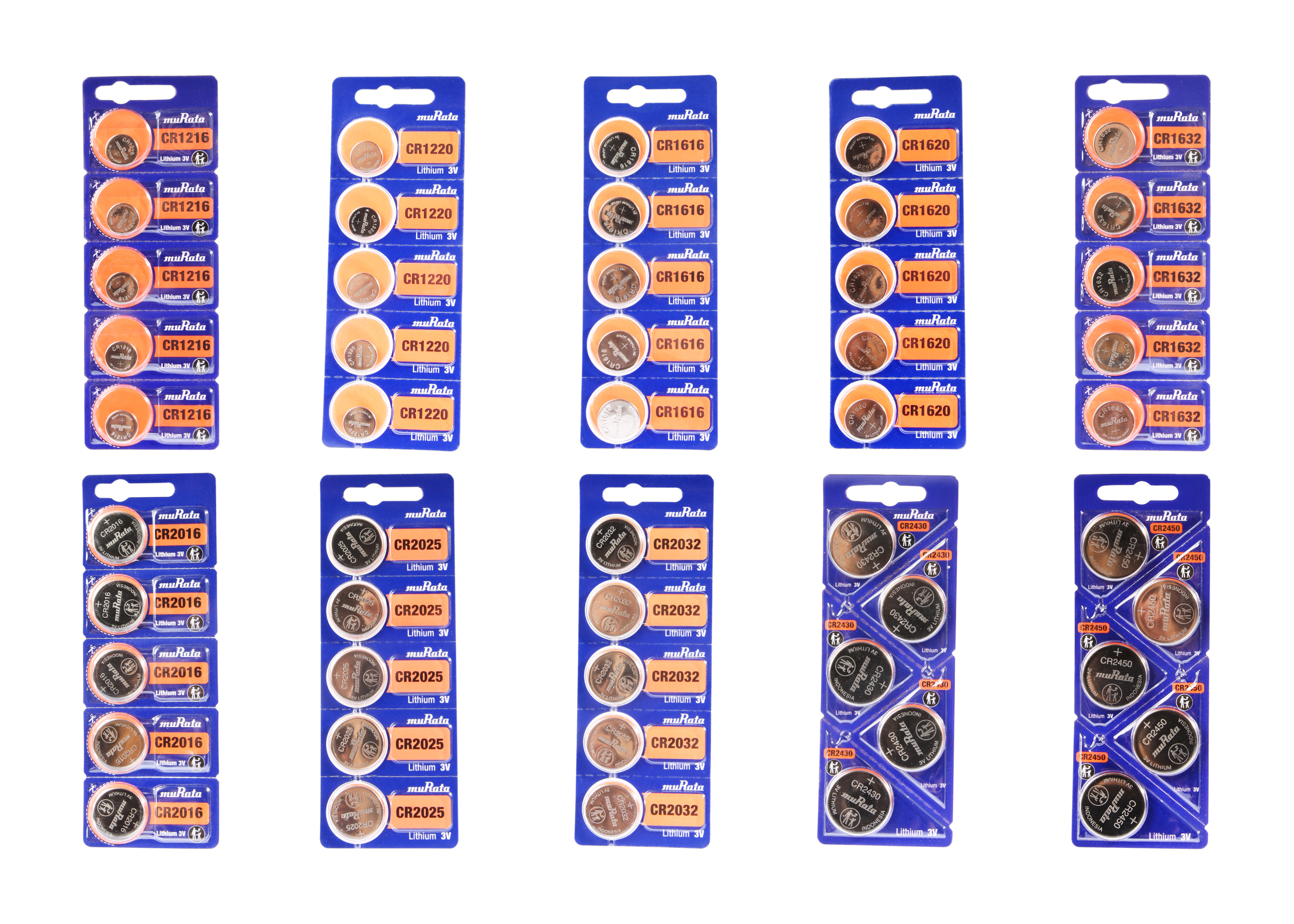 Murata Lithium Zellen im 5er Blister, CR1216 - CR2450