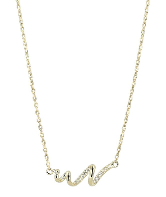 "Ineke" 925/- Echt Silber Kette, gedrehter Anhänger, Zirkonia, vergoldet