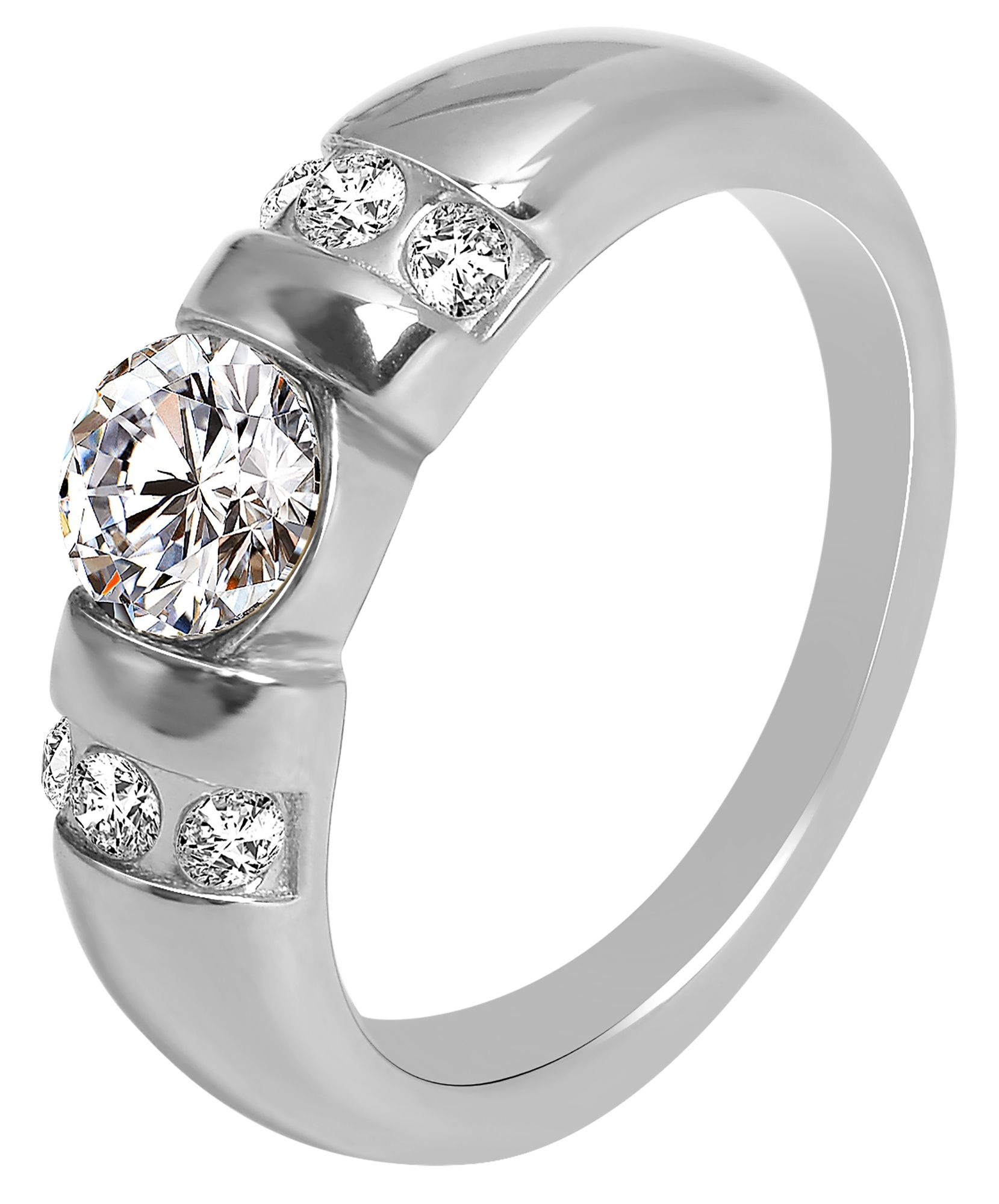 Akzent Damenring aus Edelstahl, Zirkoniabesatz, Gr. 48