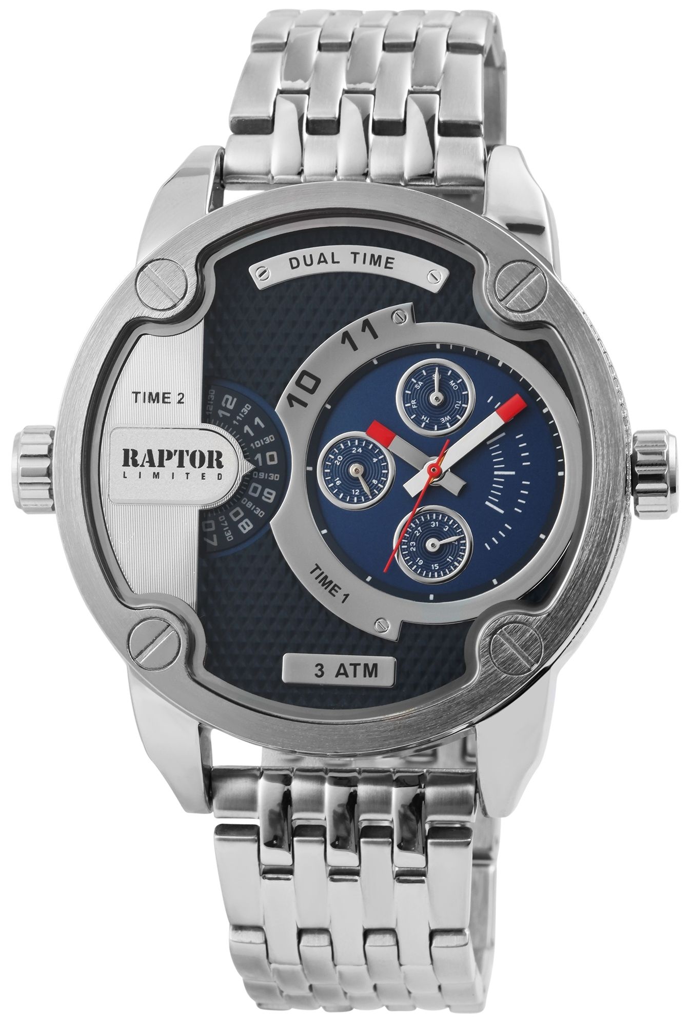 RAPTOR LIMITED  Herrenuhr mit  Multifunktionsuhrwerk und Edelstahlband