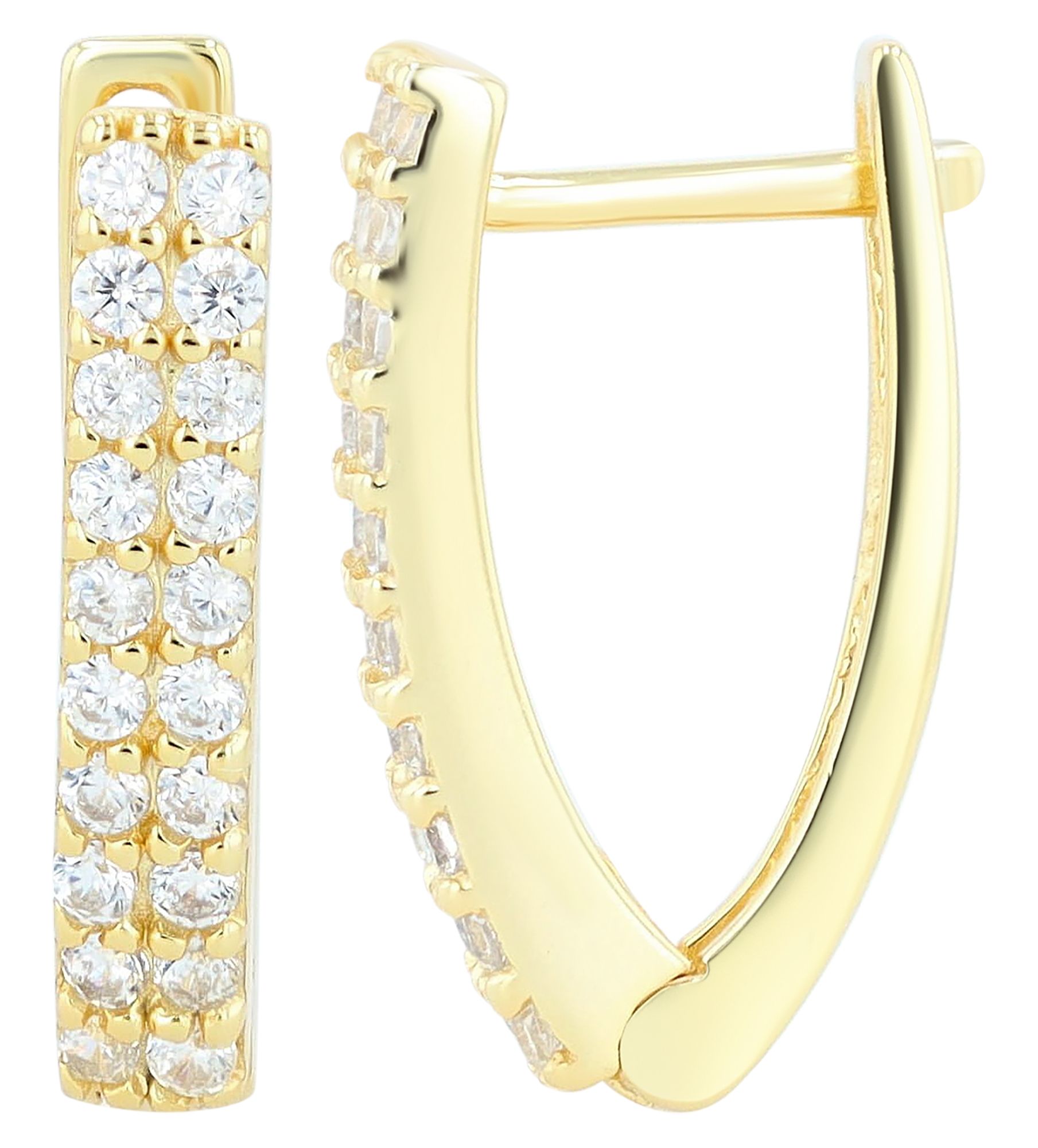 "Aliki" 925/- Echt Silber Creole mit Zirkoiabesatz V-Form, vergoldet