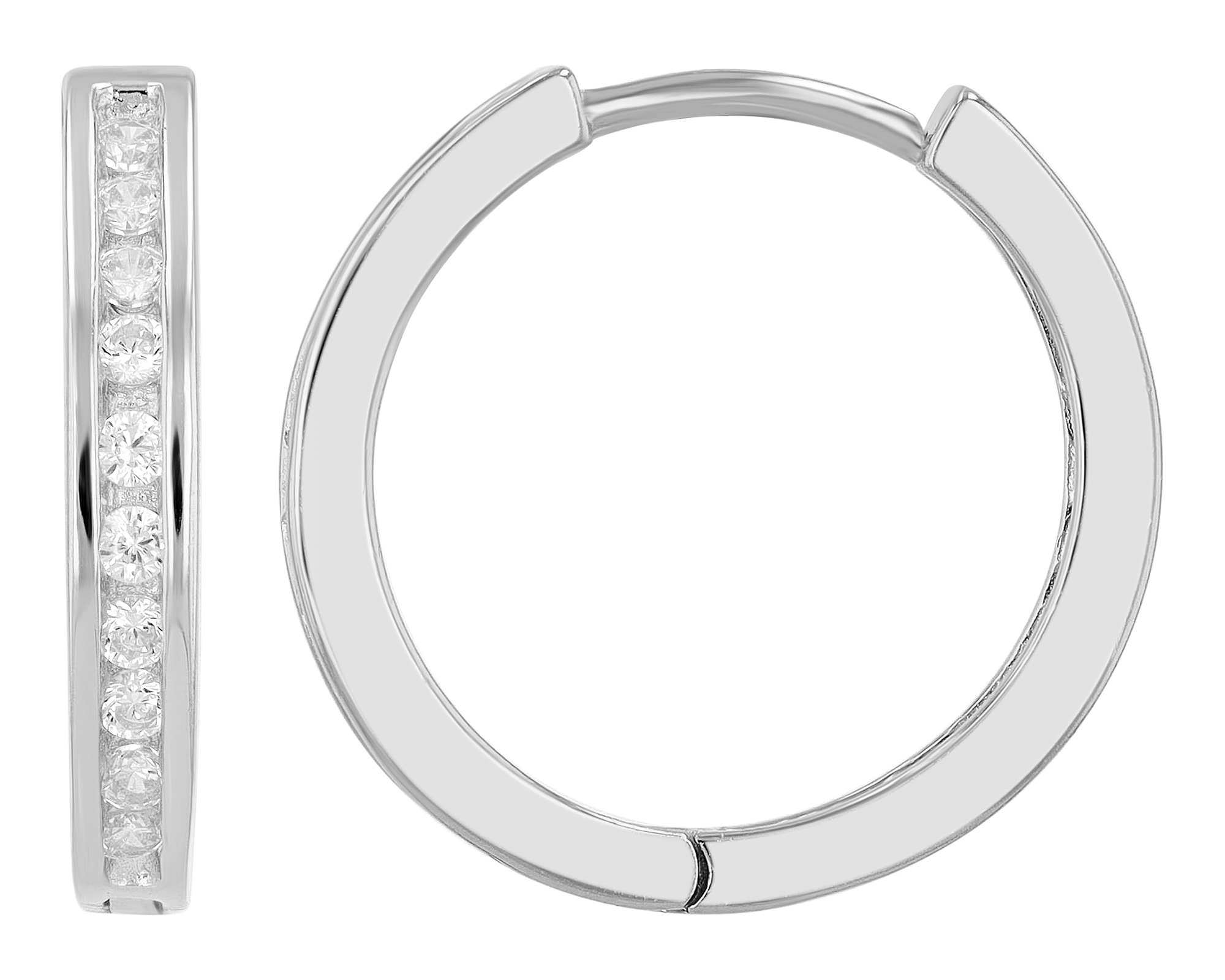 "Simarong", 925/- Echt Silber Creolen Ø 16 mm, mit Zirkonia, rhodiniert