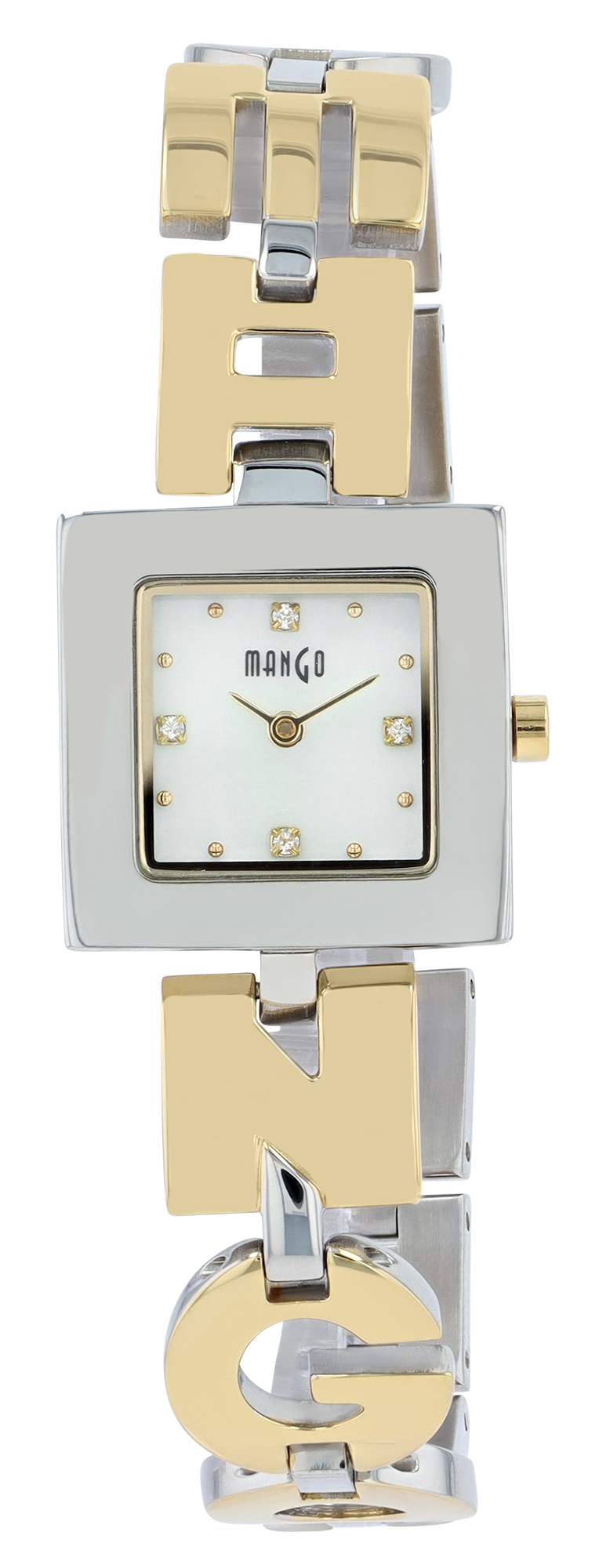 Mango Damenuhr, Edelstahl 316L, 30 x 23 mm, bicolor/ Perlmutt