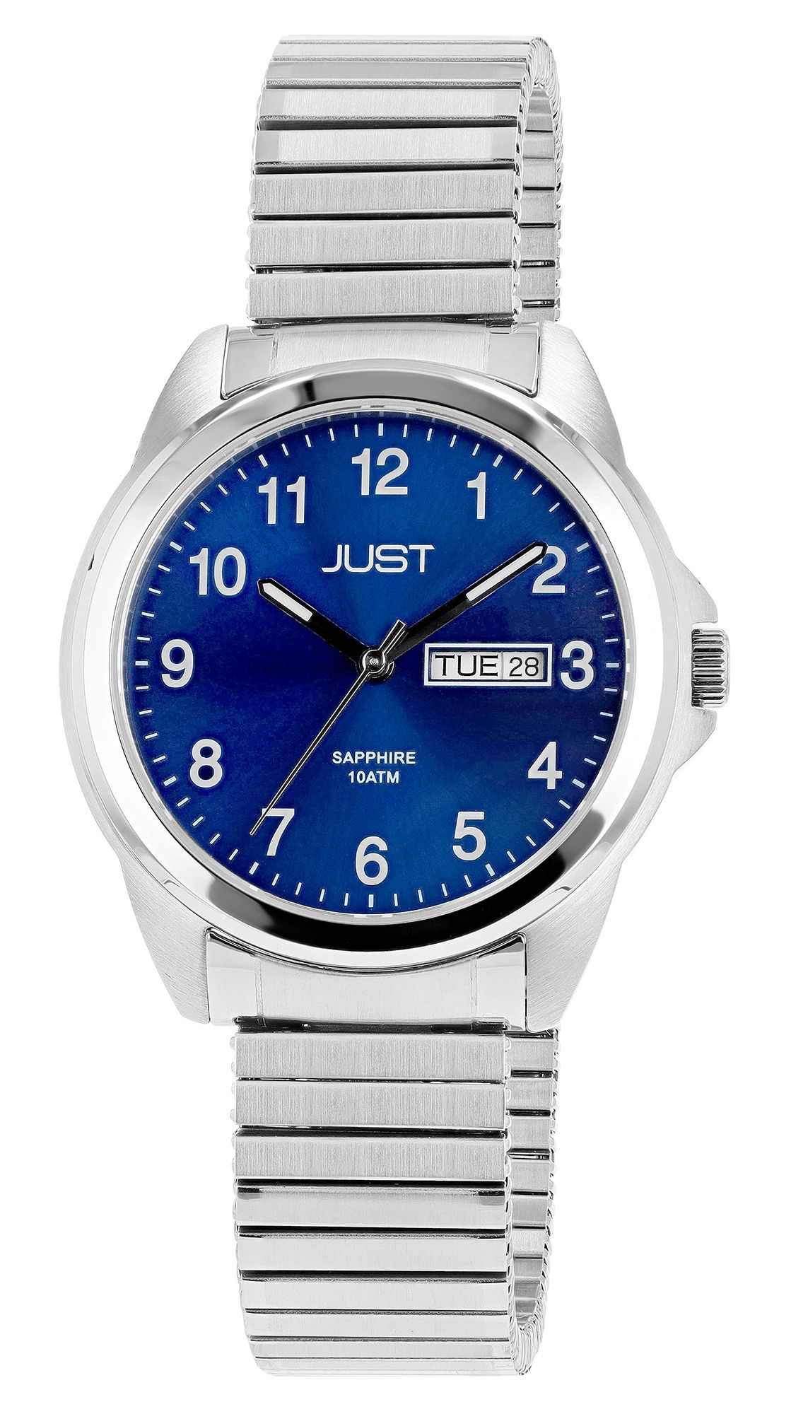 JUST "Majivi" Herren Edelstahuhr mit Edelstahlzugband, 10 ATM, blaues ZB