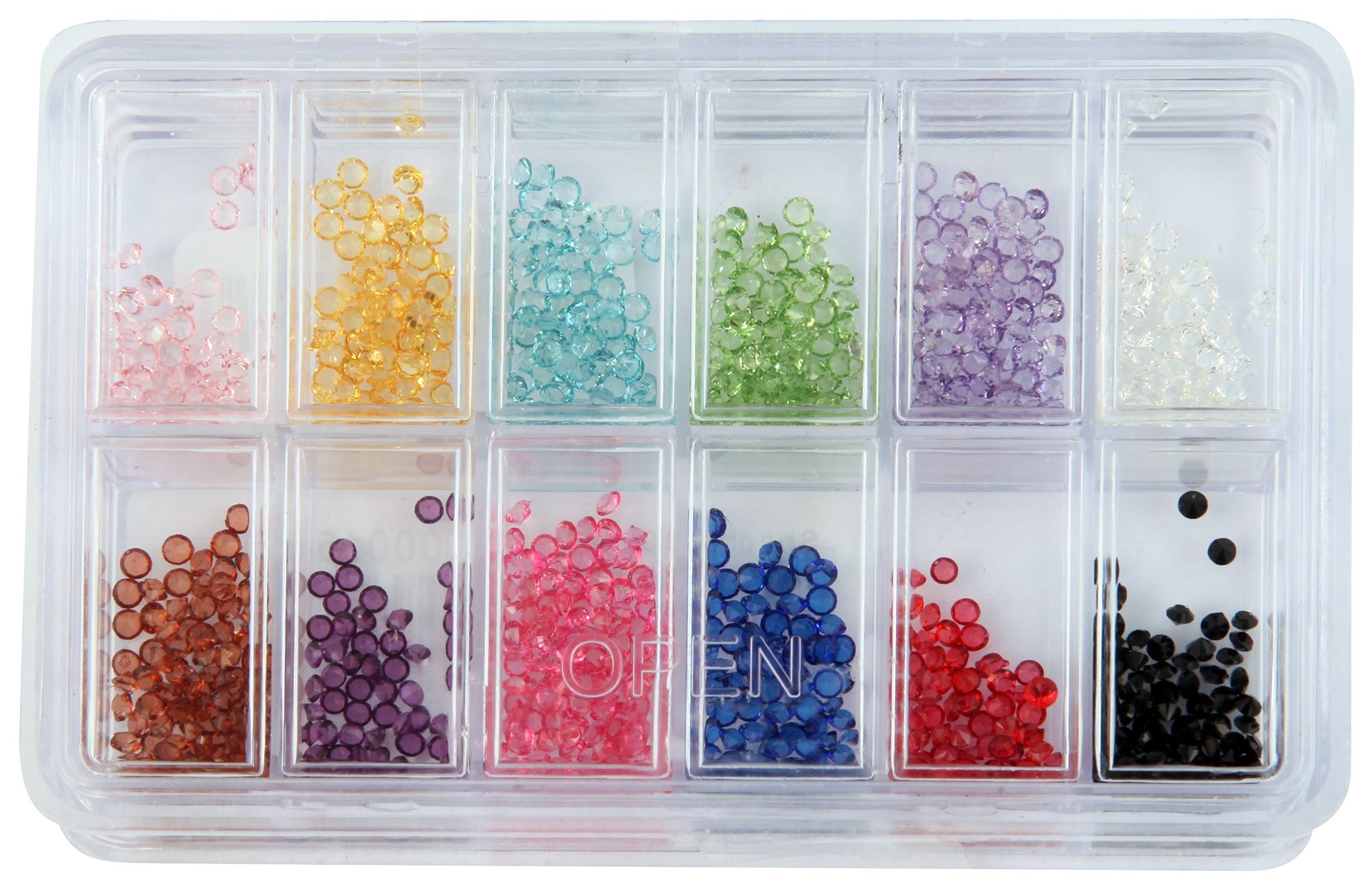 Glassteine im Sortiment in 12 verschiedenen Farben