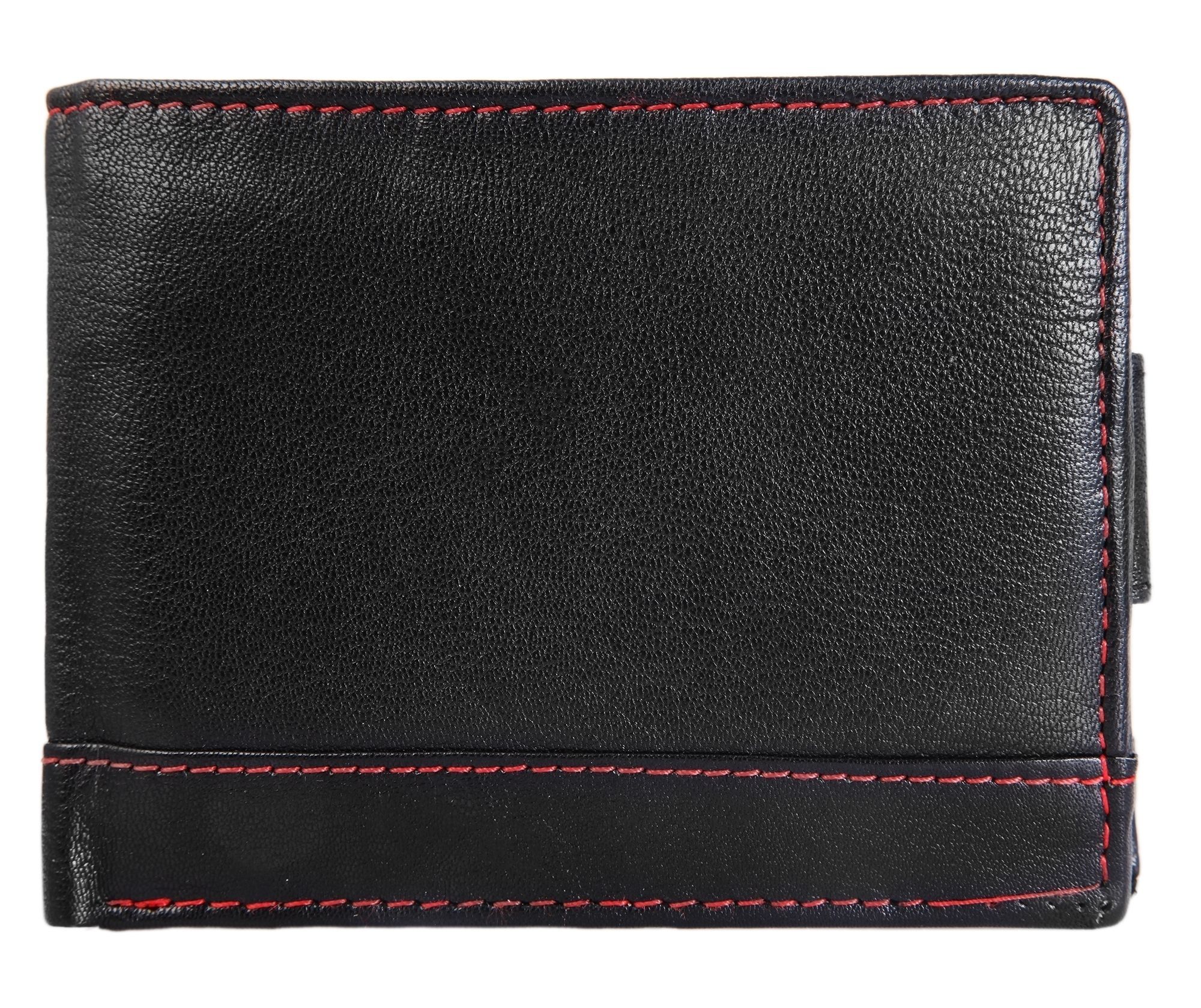 Dattini Echt Leder Geldbörse in schwarz/rot