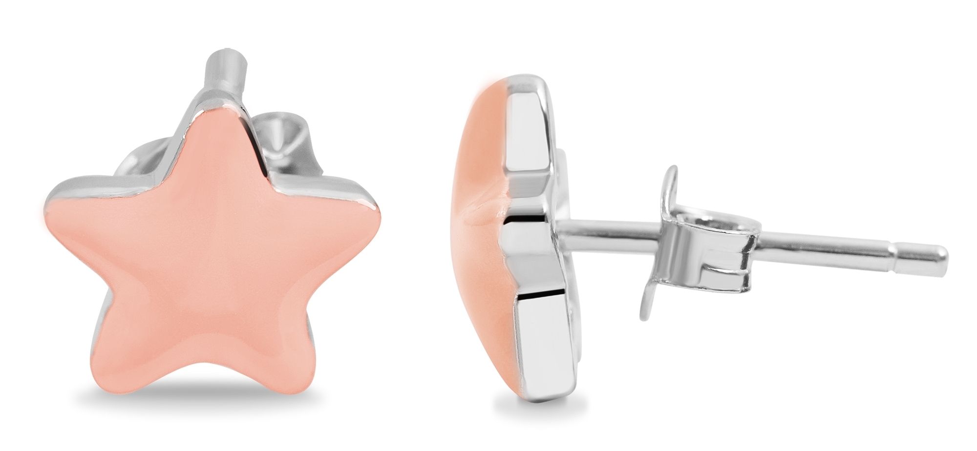 925/- Echt Silber Sternchen-Ohrstecker "Arezou", rosa, 925/rhodiniert