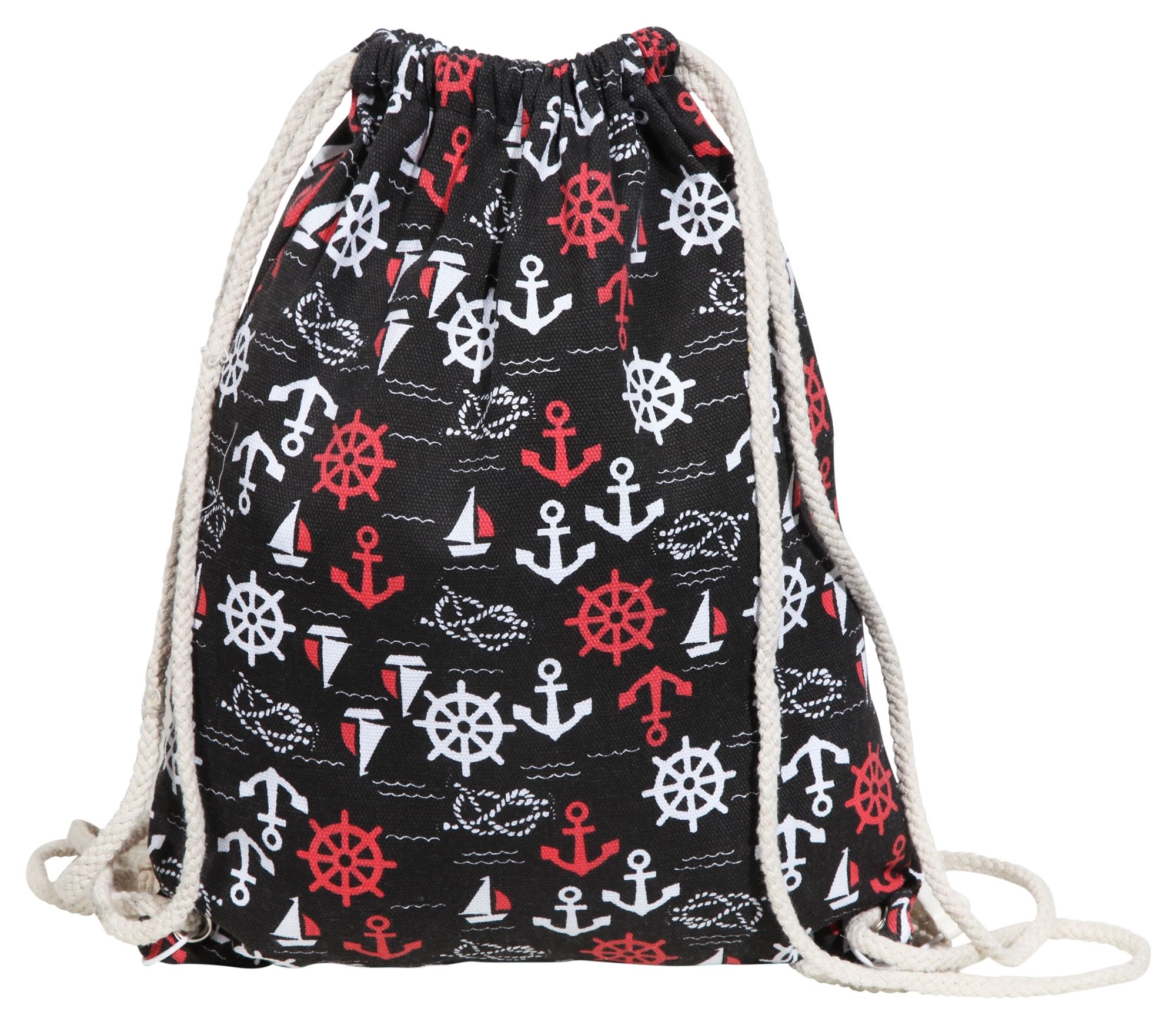 Maritimer Trend Turnbeutel aus Textil in Schwarz